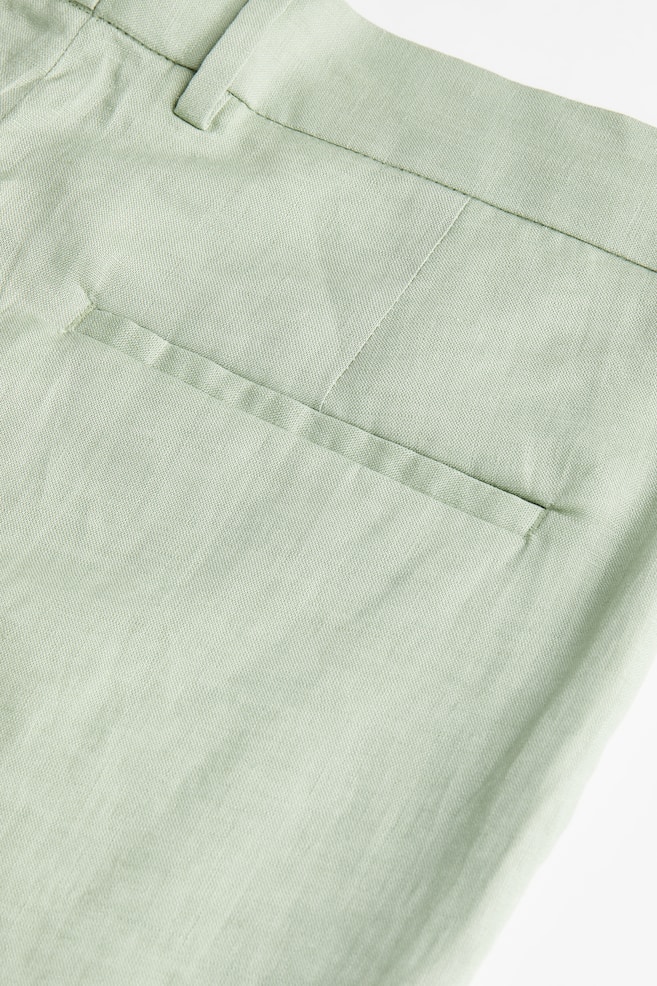 Regular Fit Dressbukse i lin - Pistasjgrønn/Lys beige/Brun - 3