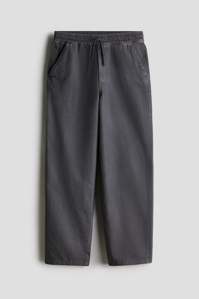 Loose-fit cotton twill trousers - Dark grey - 1