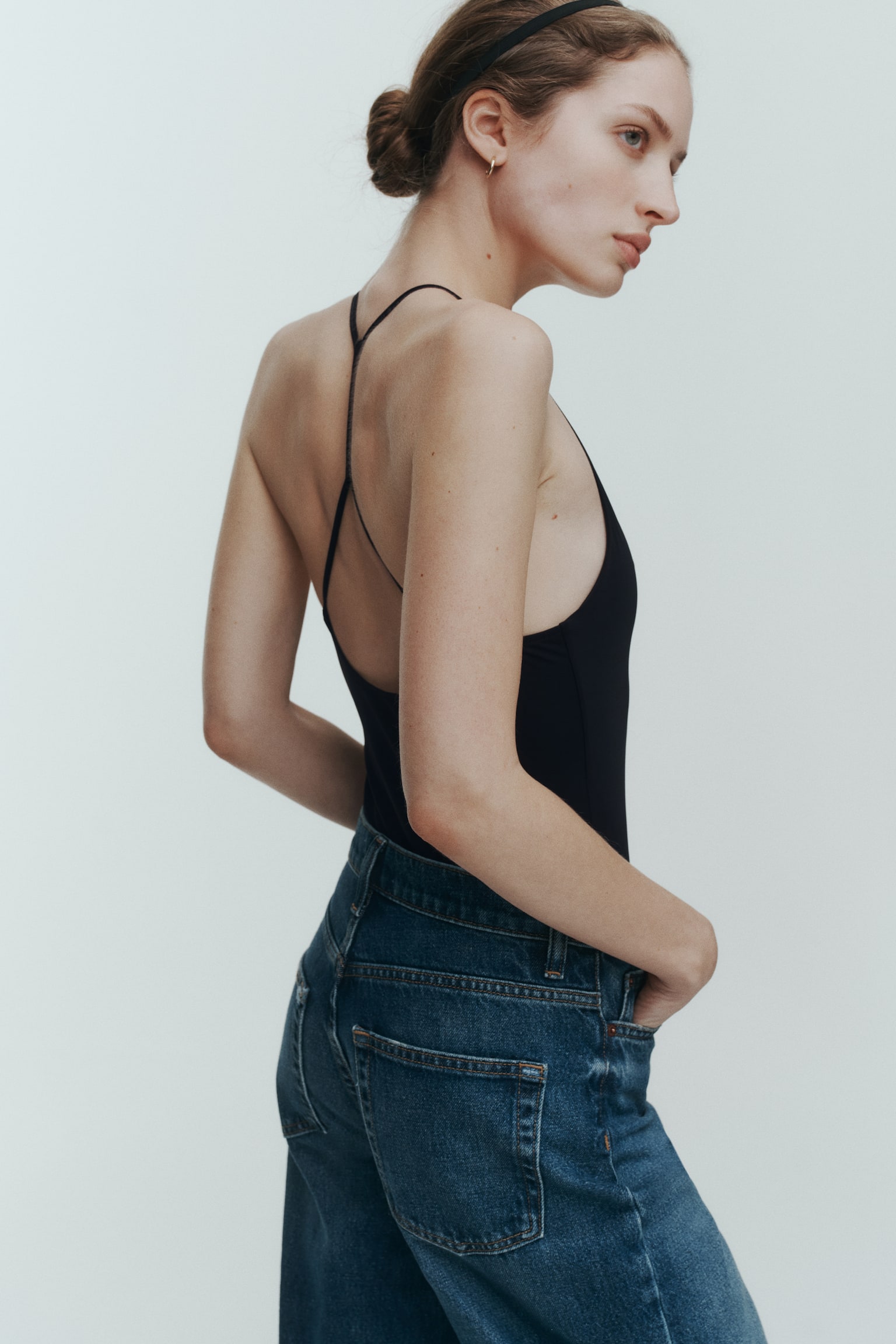 Боди, стринги, V-образный вырез — H&M, цвет: Чёрный — фото 5