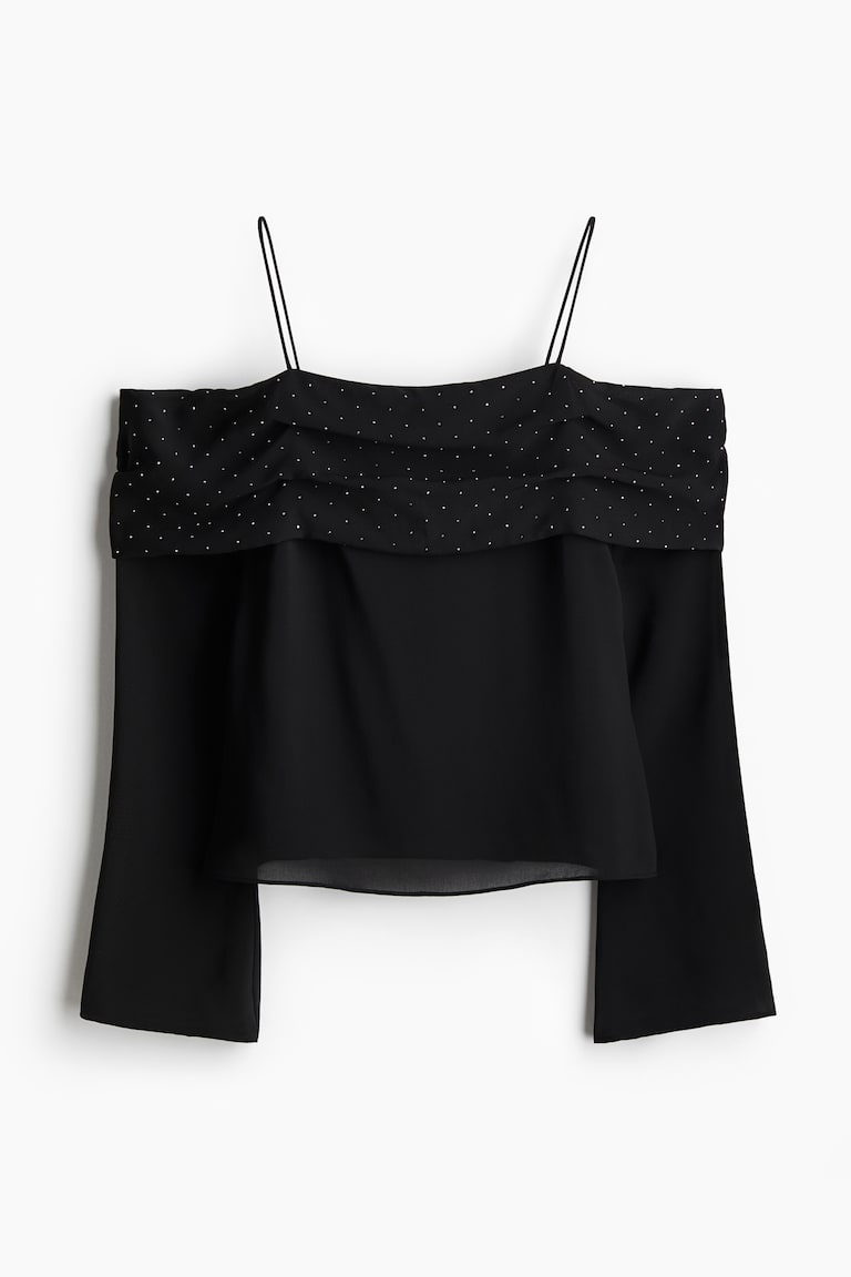 Bluza od šifona sa otkrivenim ramenima