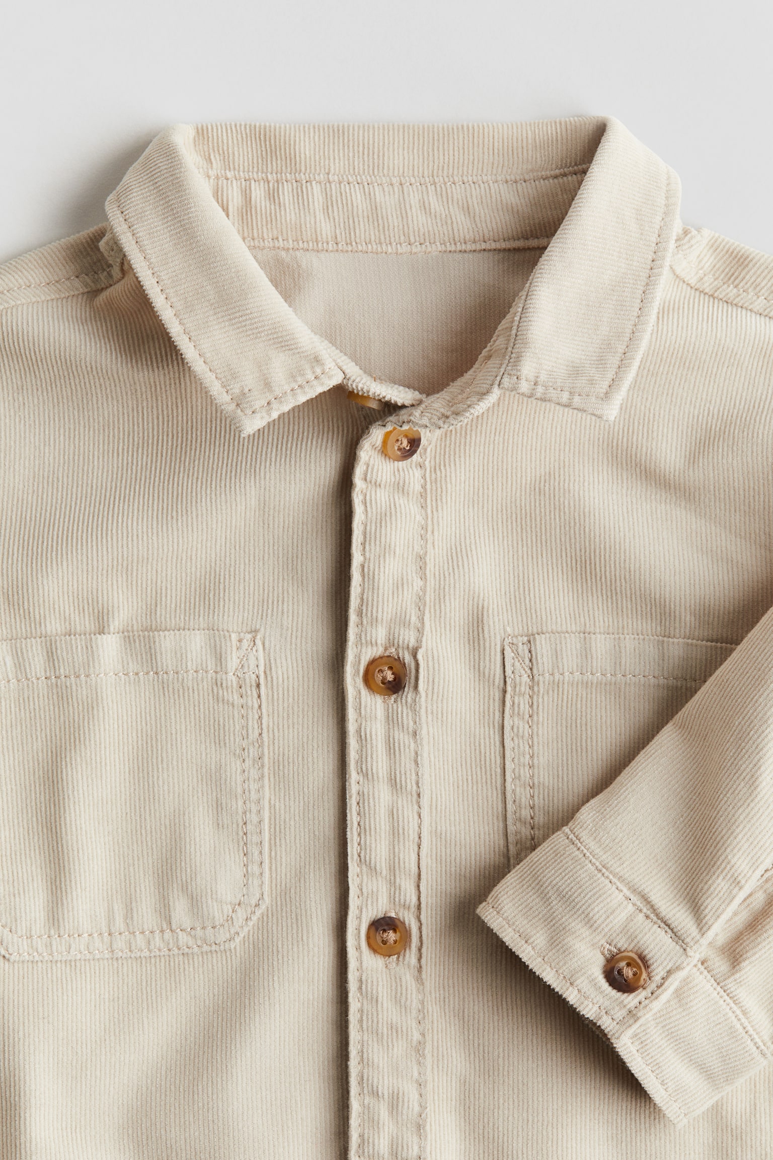 Cotton corduroy shirt - Beige/Navy blue - 2