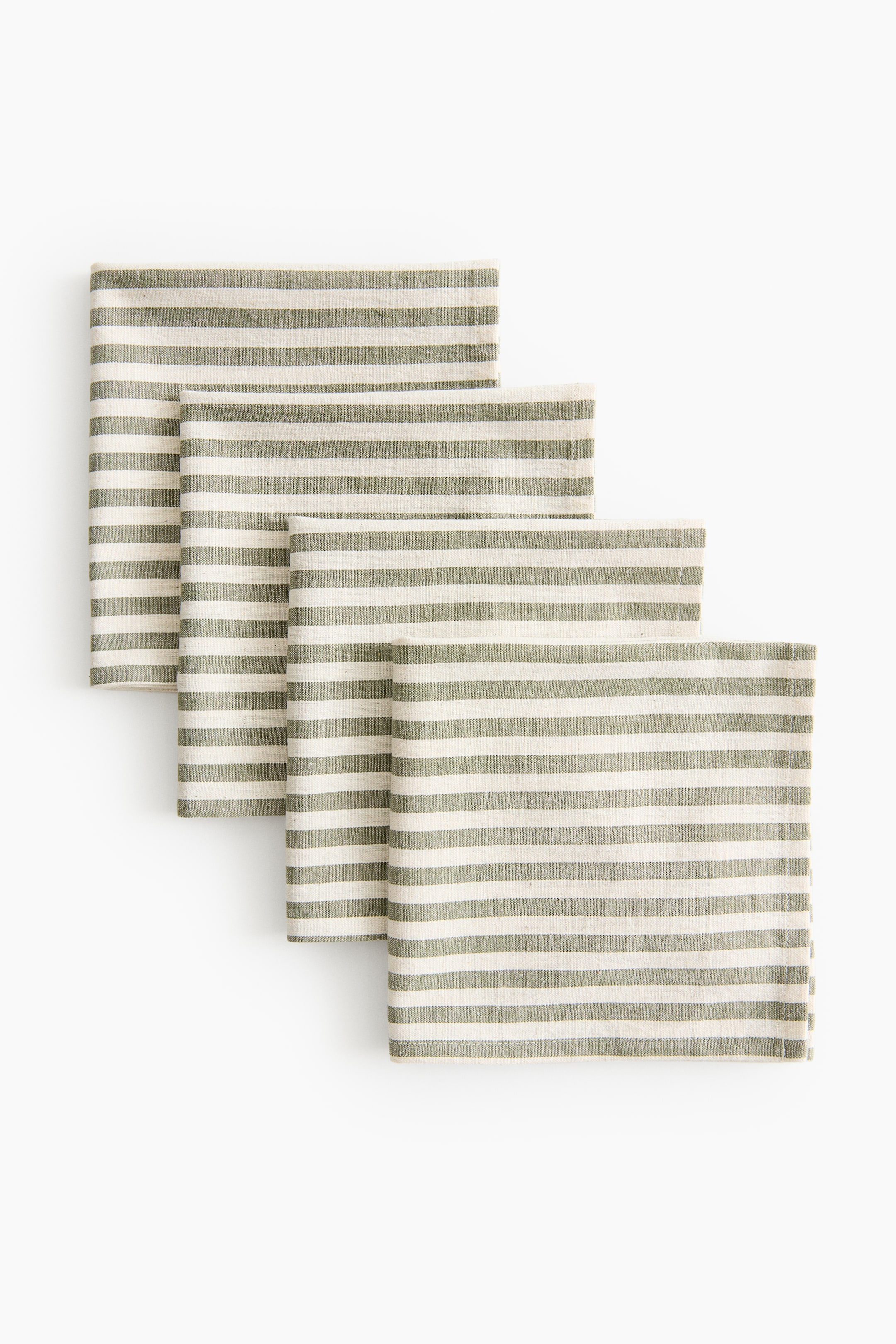 Ver imagen más grande: Pack de 4 servilletas de algodón - Verde/Rayas crema - HOME | H&M ES 3