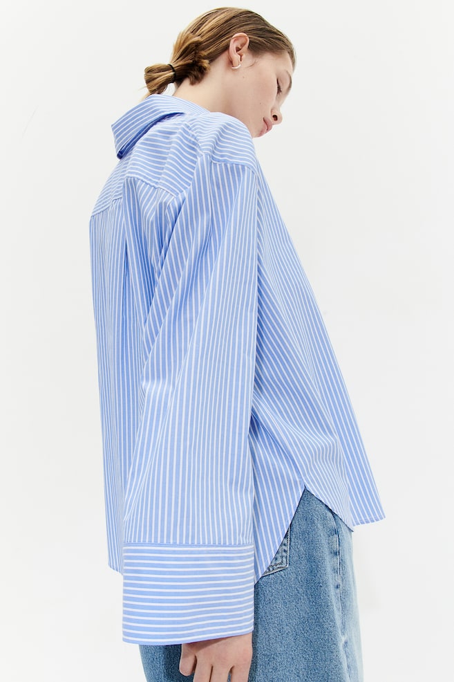 Oversized cotton shirt - Blue/Striped/Cream/Pinstriped - 7