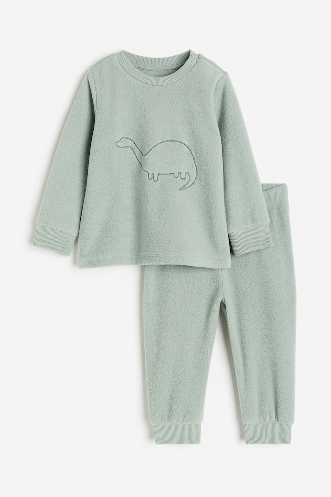 Fleece pyjamas - Light green/Dinosaur/Light grey/Spotted/Dusky pink/Floral/Cream/Bunny - 1