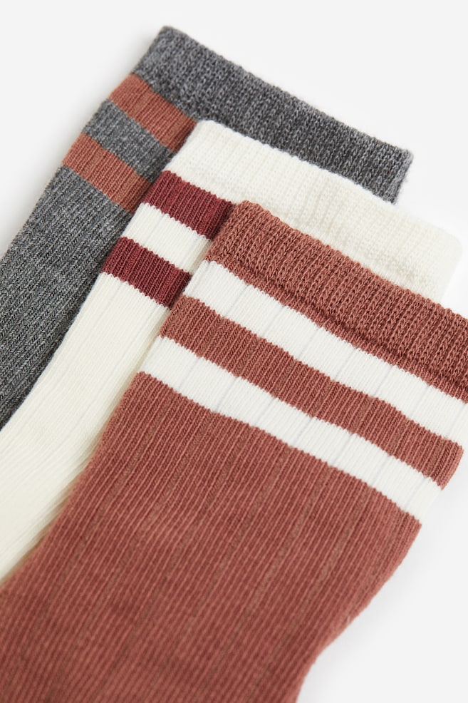 3-pack socks - Brown/Dark grey/Cream/Light purple/Striped/Bright green/Striped/Lilac/Pink/White - 2
