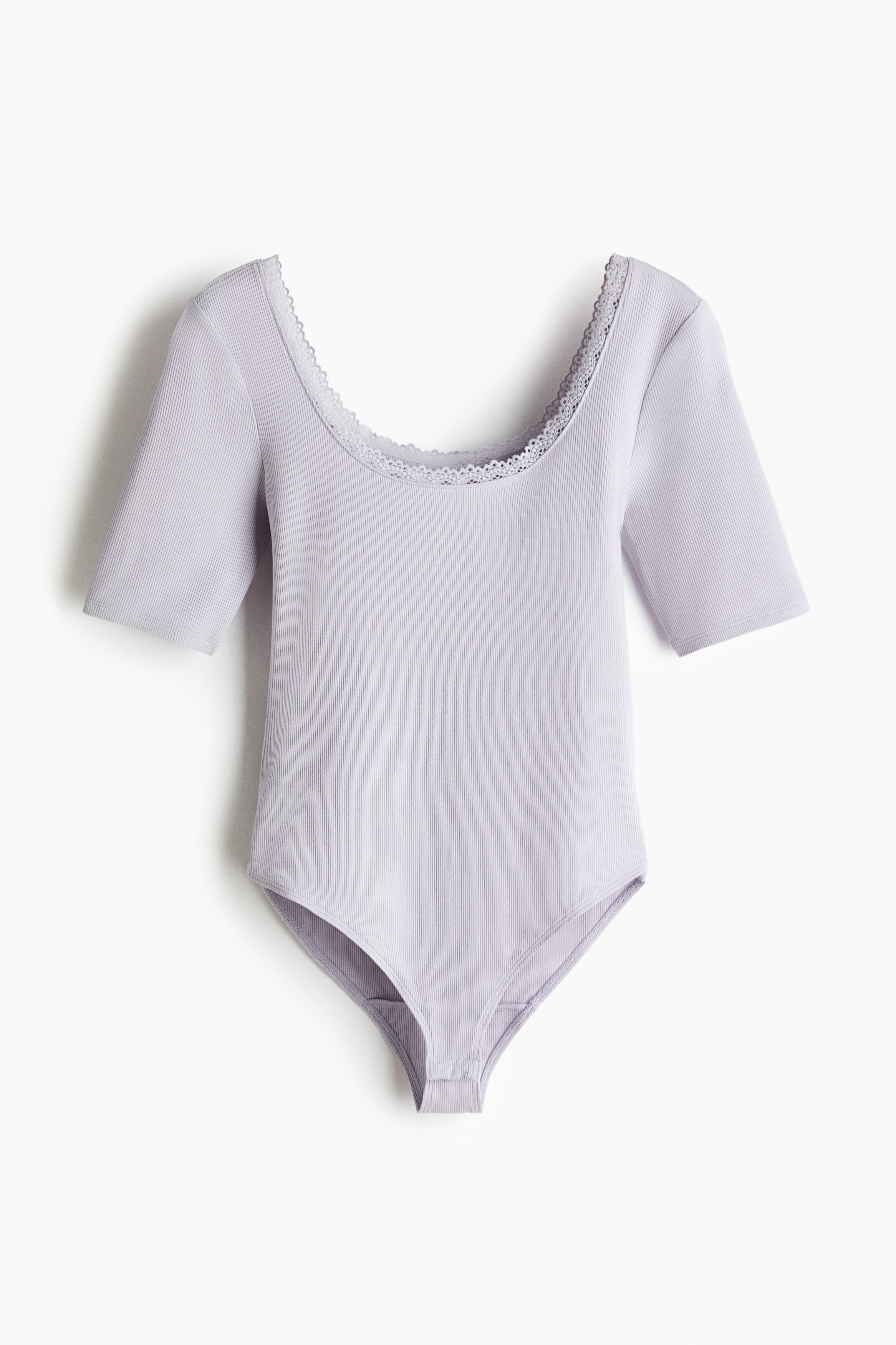 Lace-trimmed ribbed body