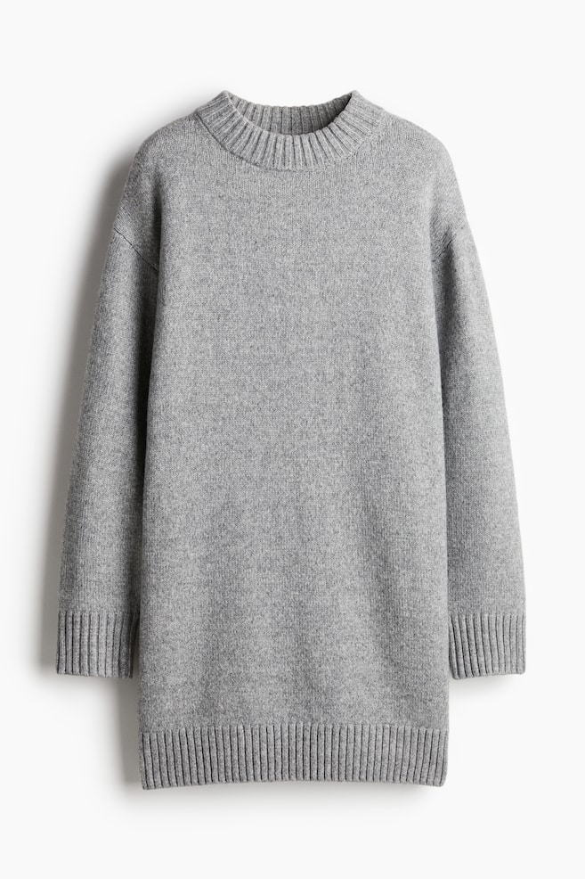 Robe en maille - Gris chiné/Beige clair - 1