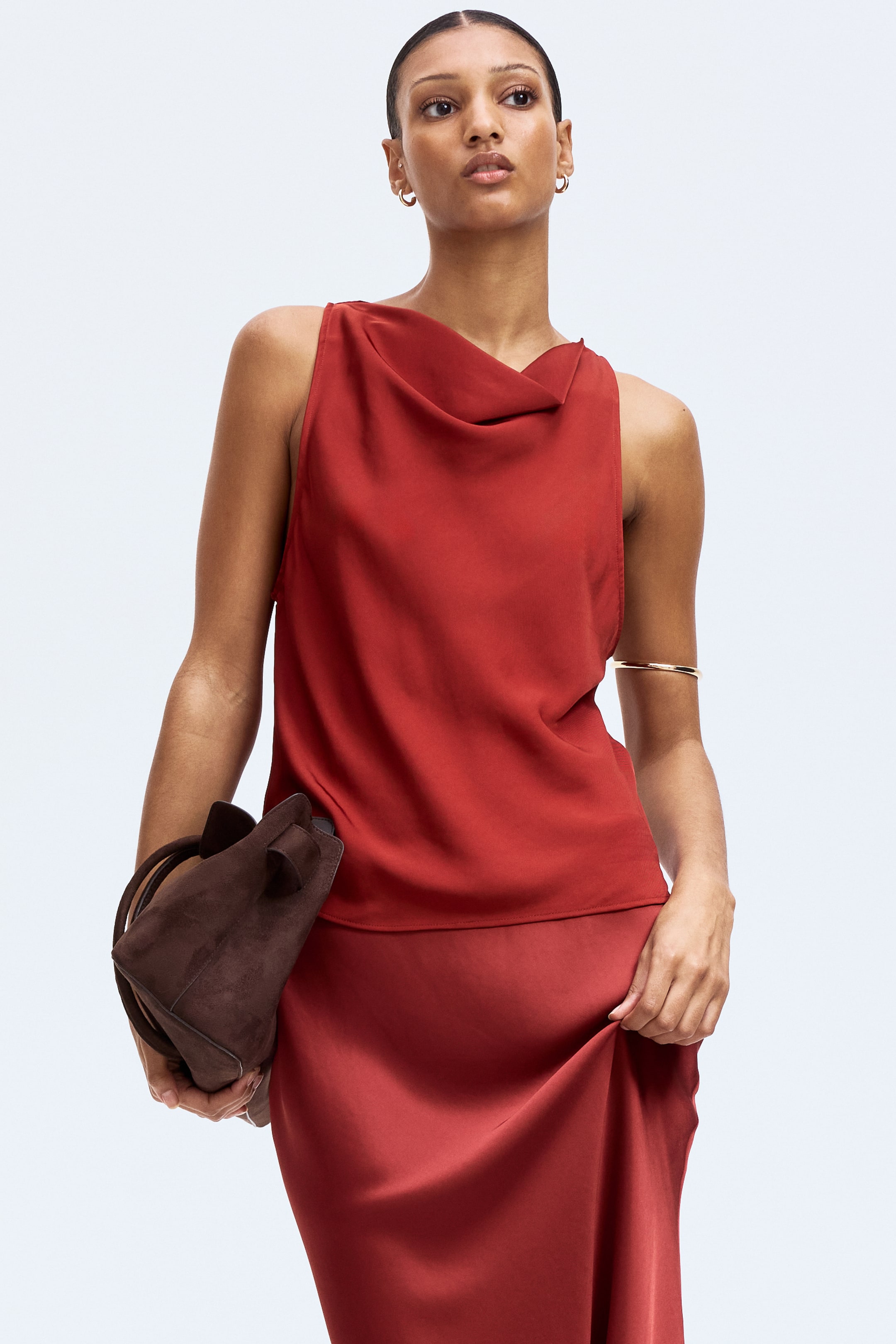 View larger image: Satin midi skirt - Red - Ladies | H&M IN 2