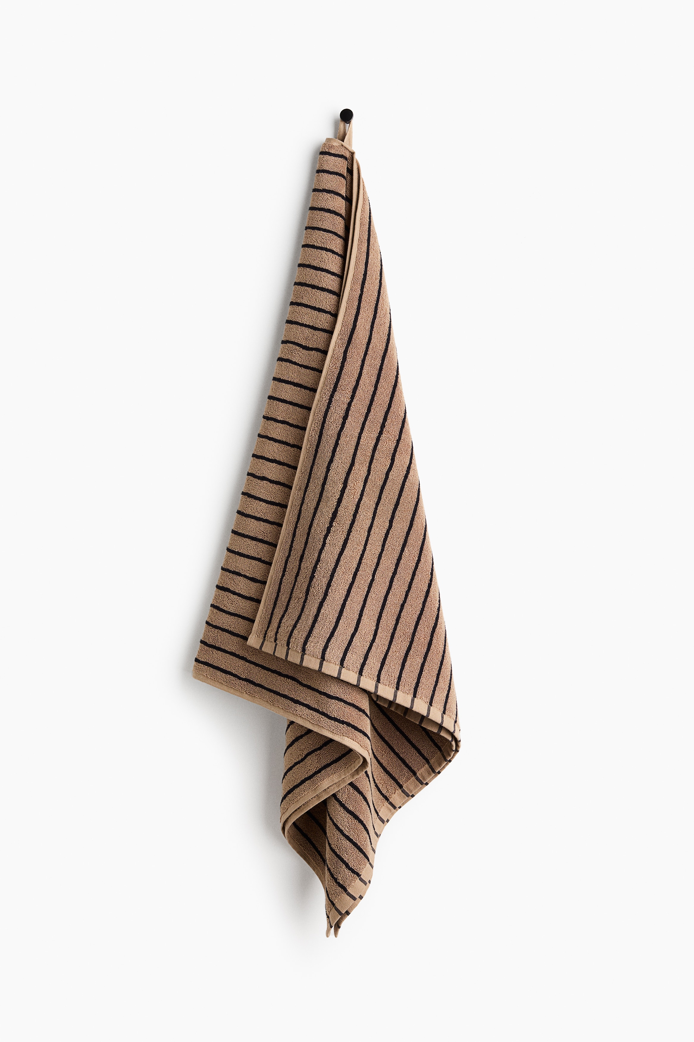 Serviette de bain rayée - Brun/rayures noires/Bleu clair/rayé/Rose clair/rayures terracotta/Jaune/rayures blanches