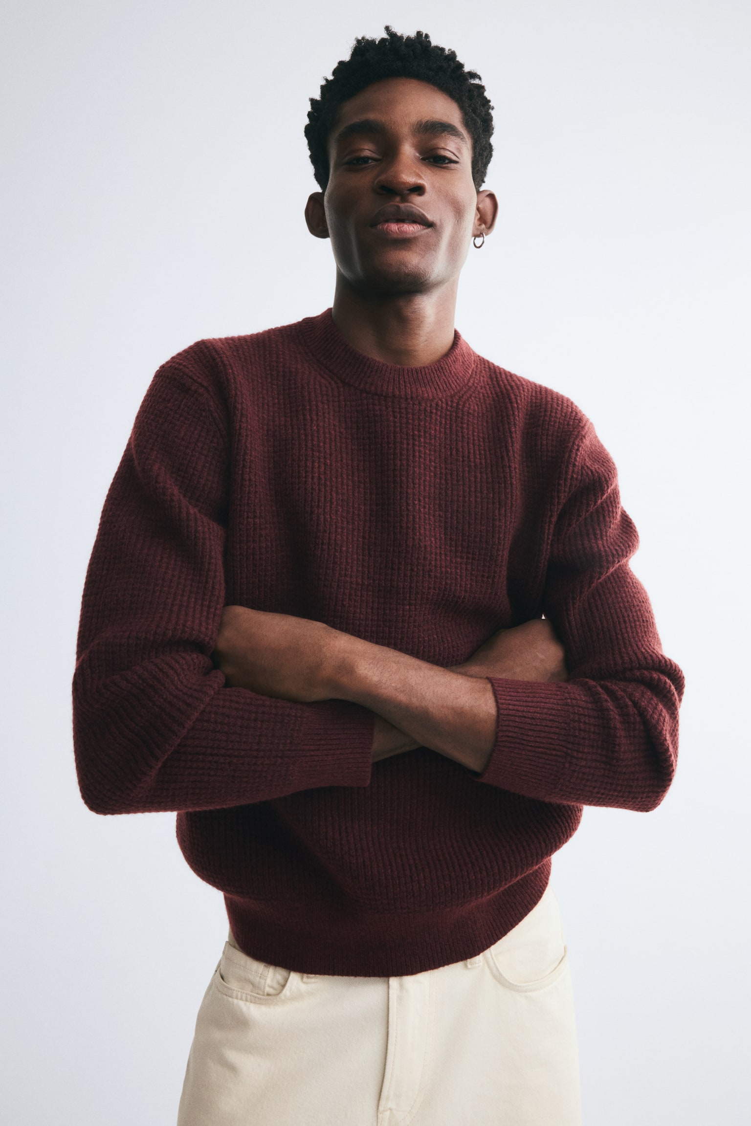 Мужской свитер H&M Relaxed-Fit, цвет: Бордовый — фото 6