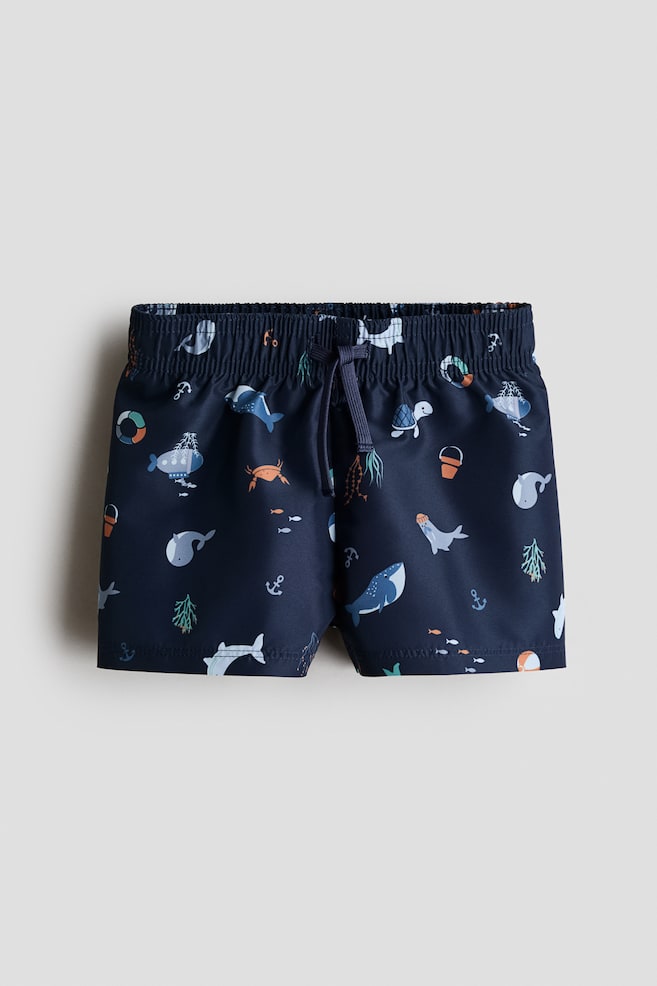 Patterned swim shorts - Navy blue/Marine life/Light blue/Patterned/Light turquoise/Crocodiles/White/Brown striped/Bright blue/Light blue/Whale/Light blue/Striped/Light blue/Seashells/Dark turquoise/Striped - 1