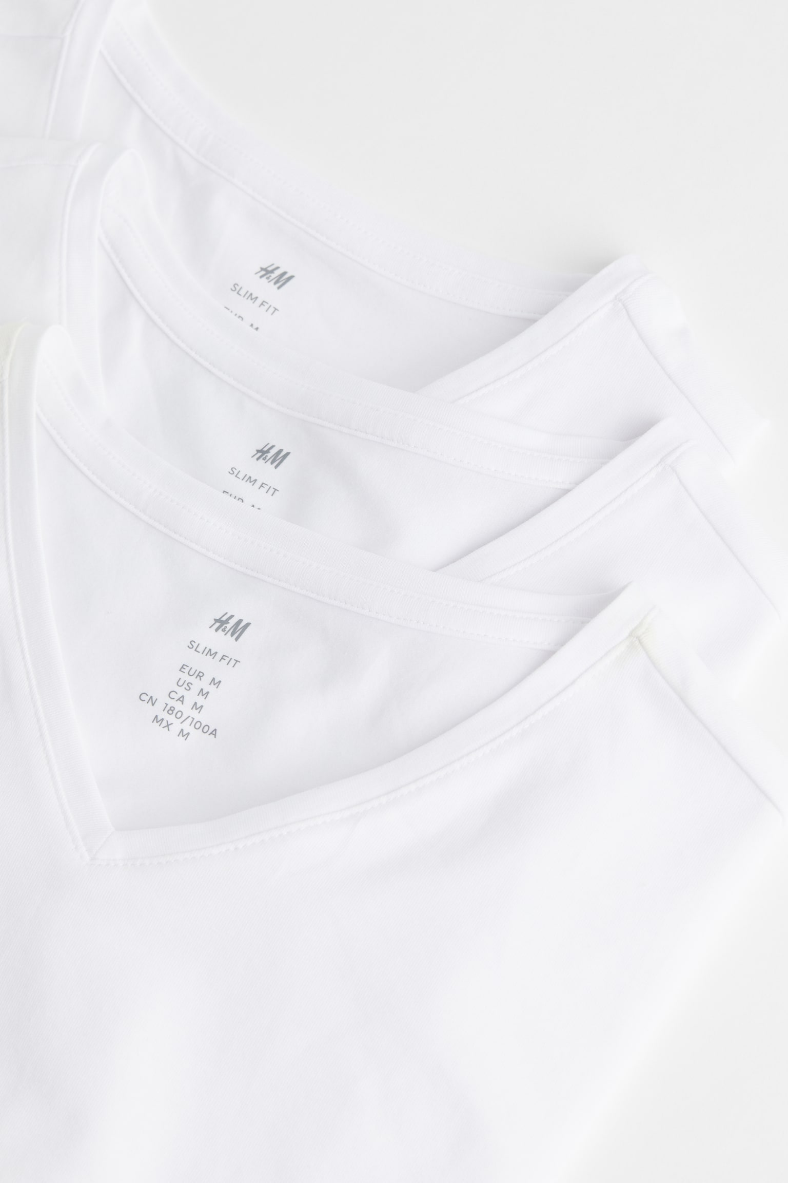 3-pack Slim Fit V-neck T-shirts - White/Black - 2