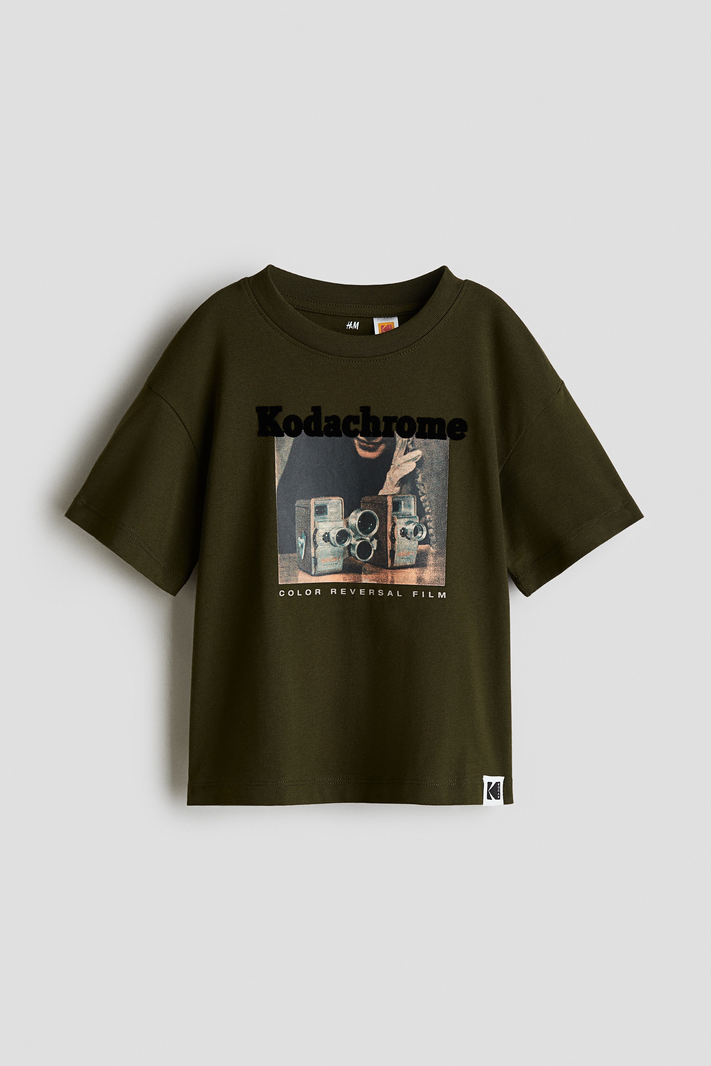 Print-motif cotton T-shirt - Dark khaki green/Kodak