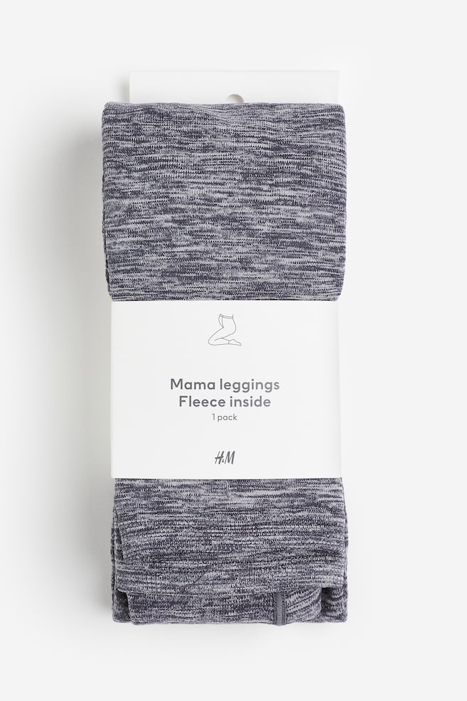 MAMA Fleece leggings - Grey marl/Black - 1