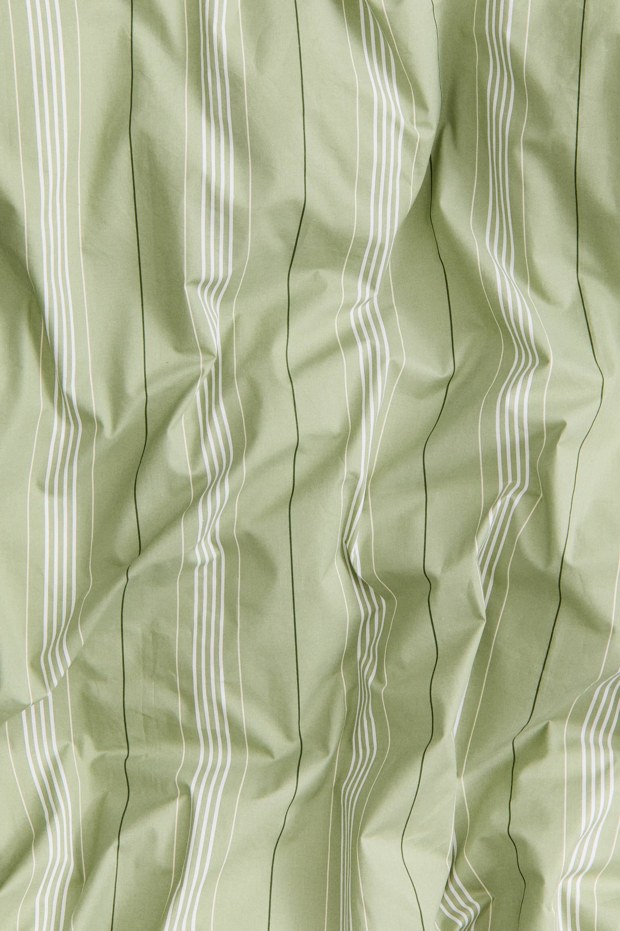 Se større billede: Dobbelt/kingsize sengesæt i bomuldspercale - Grøn/Stribet | H&M DK 2