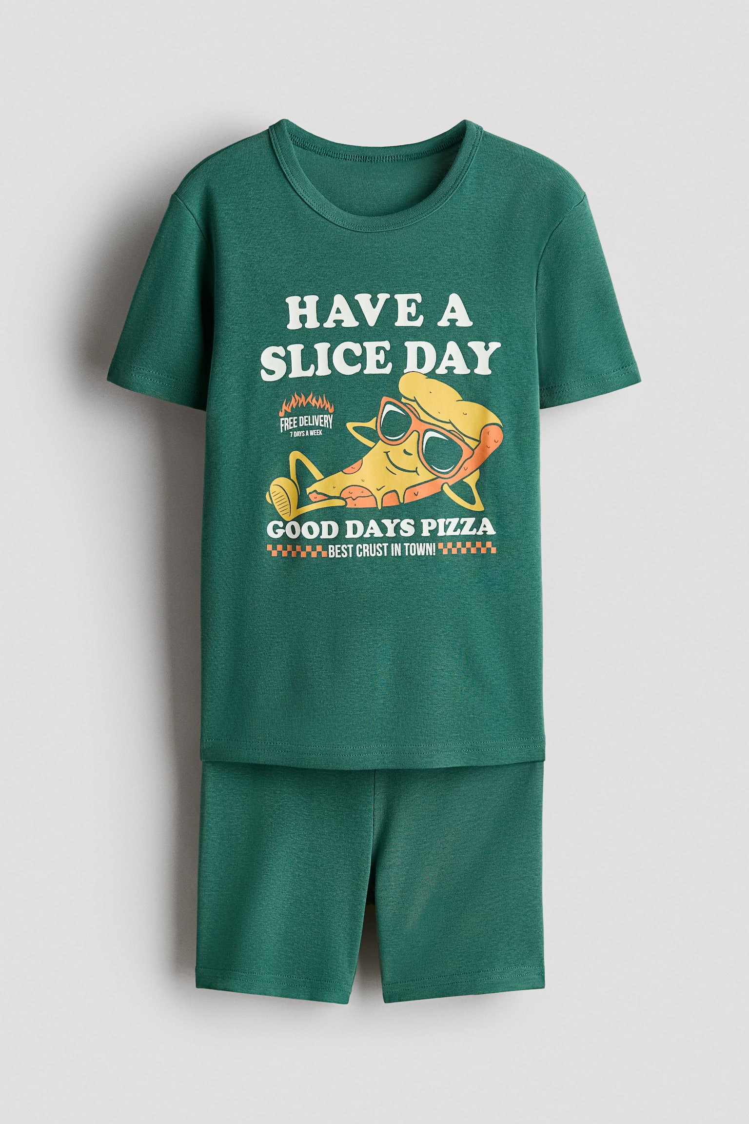 Cotton Pajamas - Green/pizza/White/game controllers