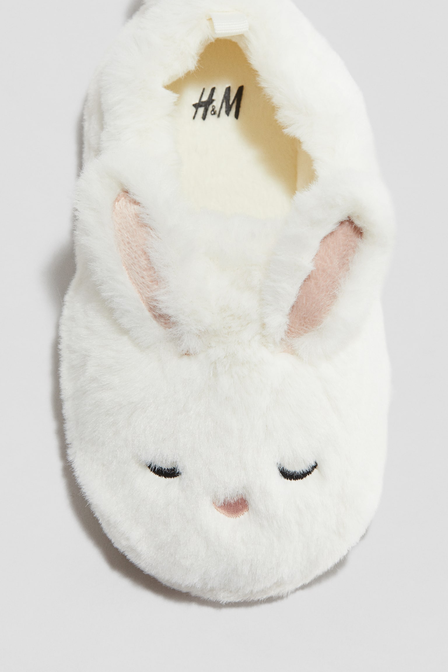 Weiche Pantoffeln mit Applikation - Weiß/Häschen/Hellrosa/Einhörner