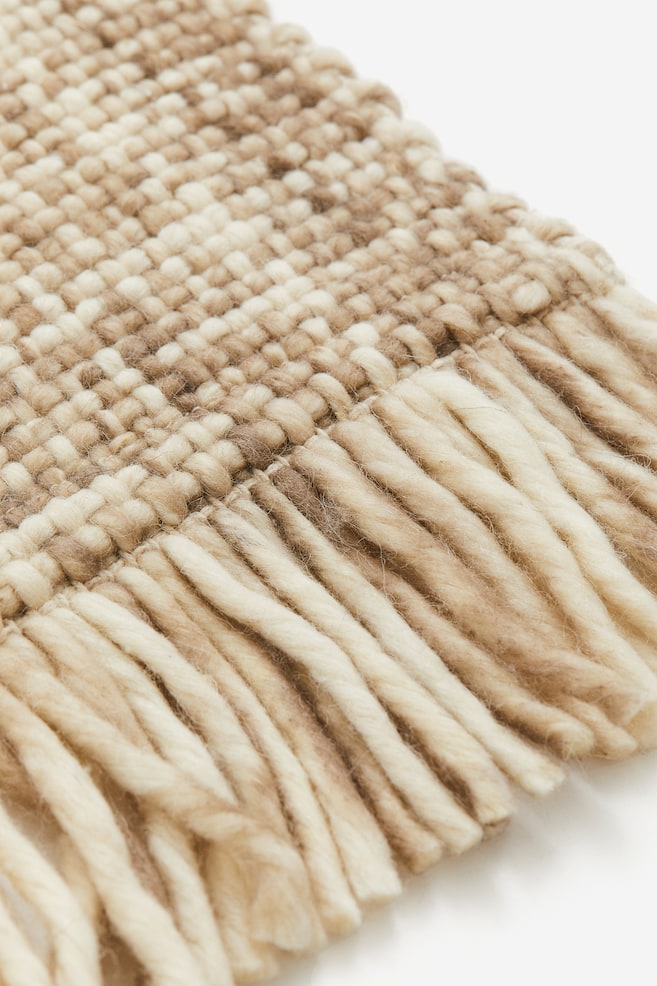Fringed wool-blend rug - Beige/Light beige - 2
