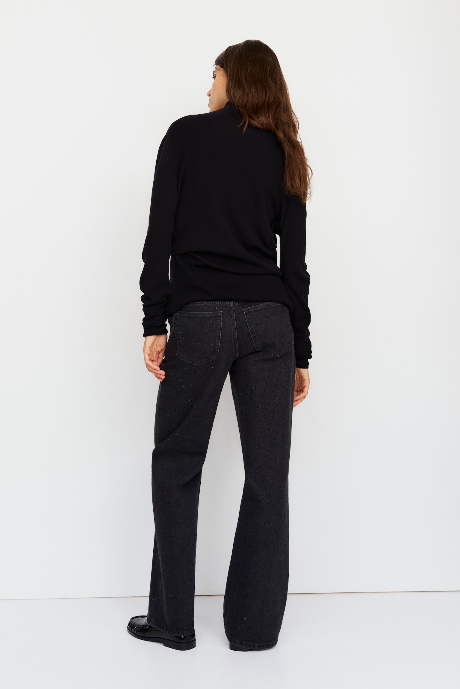 MAMA Wide jeans - שחור משופשף - 4