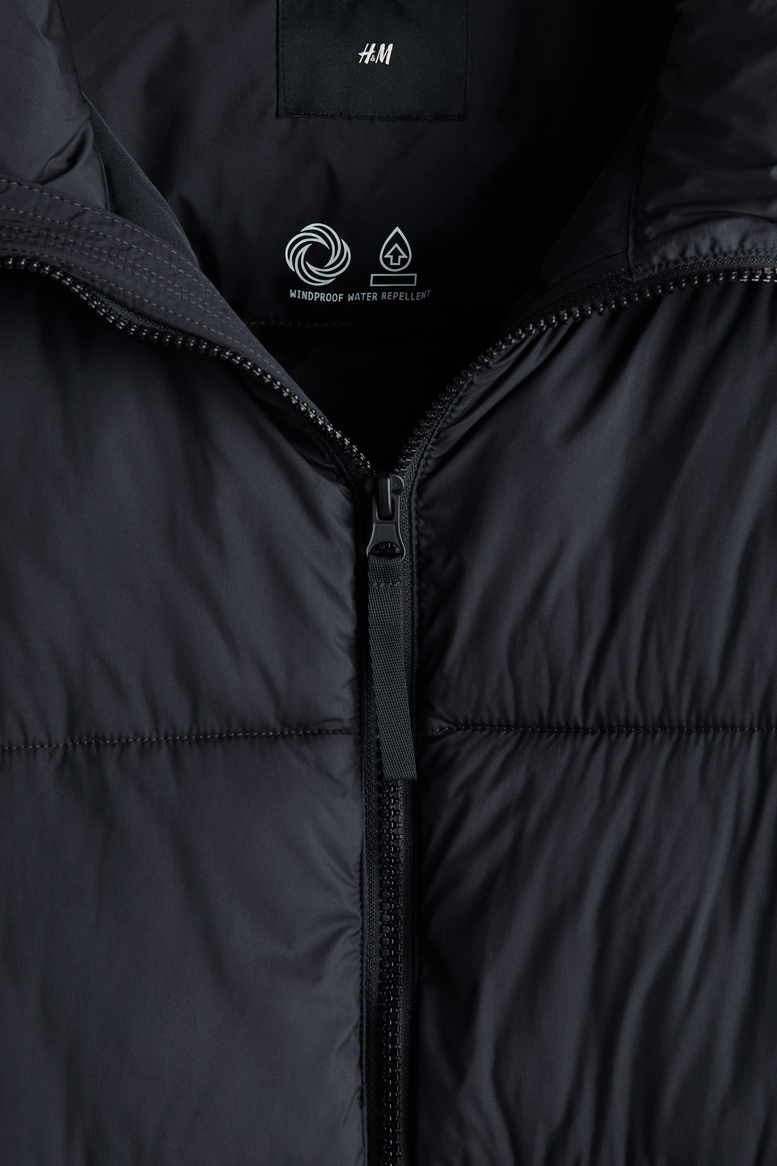 Мужская куртка H&M Water-Repellent Puffer, цвет: Чёрный — фото 2