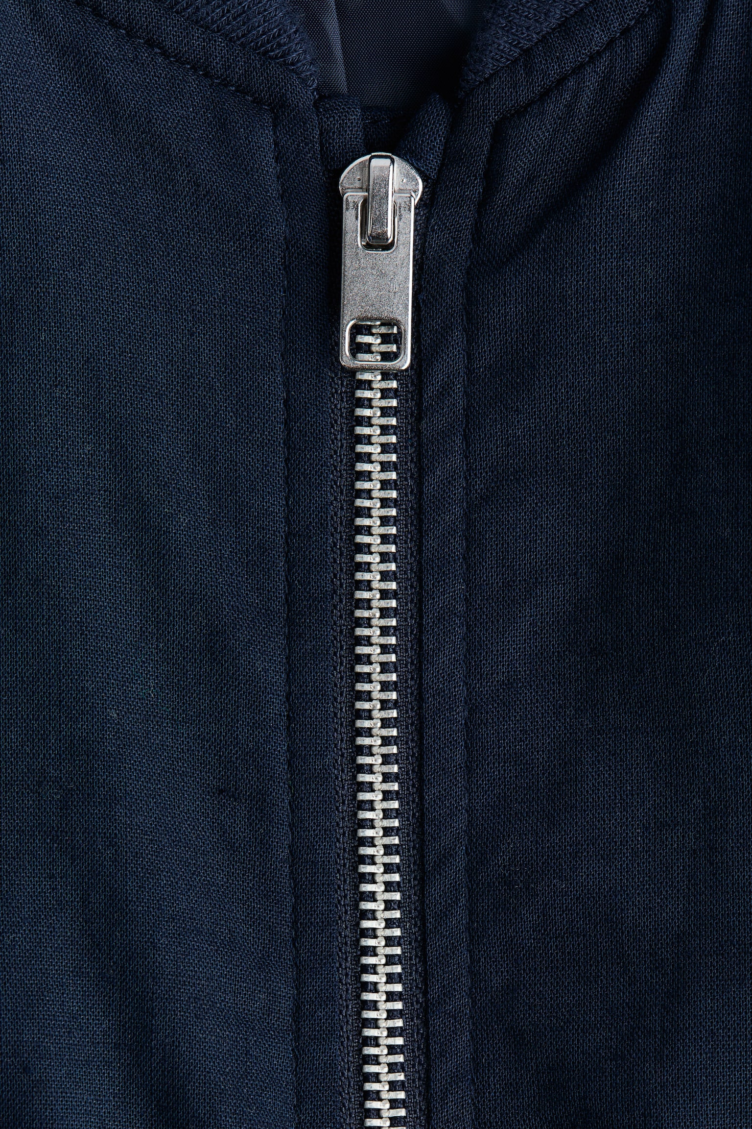 Linen-blend bomber jacket - Navy blue/Light beige marl - 2