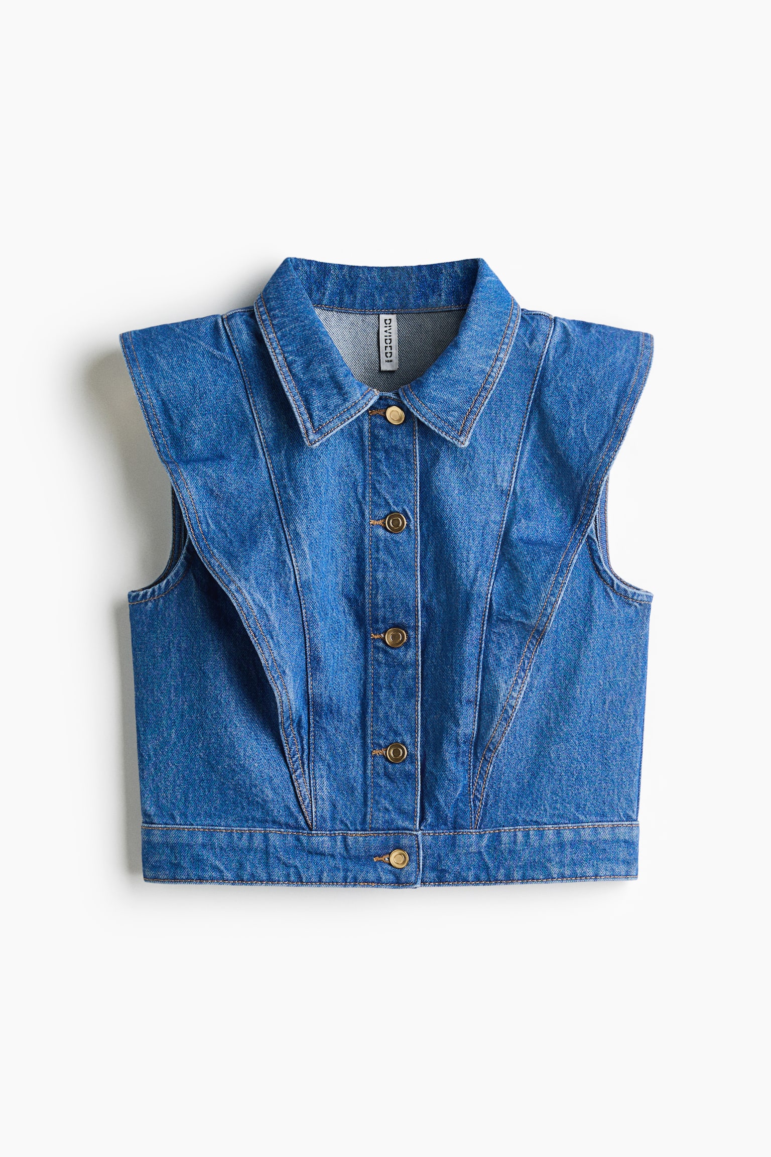 Gilet sans manches volanté en denim - 1