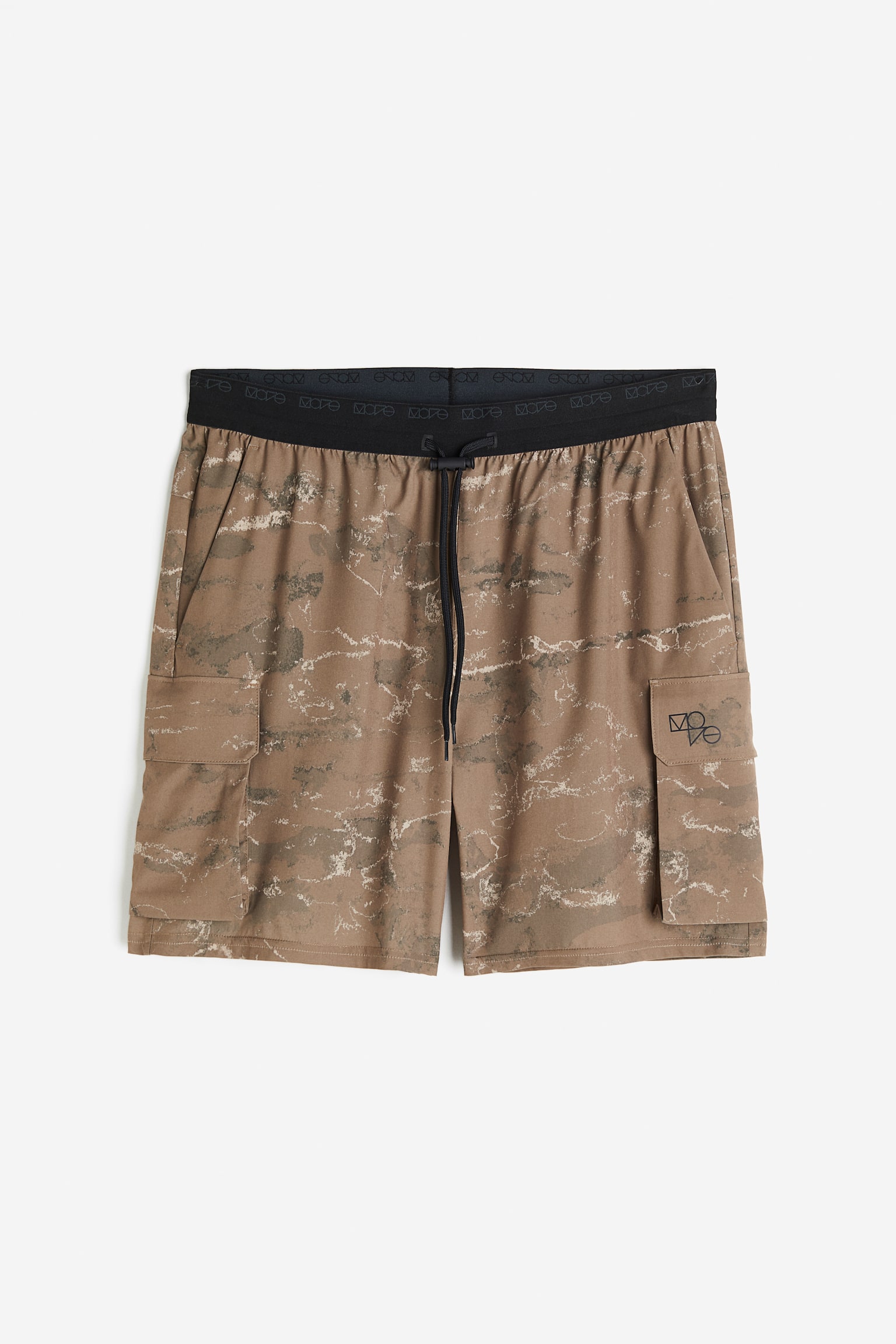 Long sports cargo shorts in DryMove™ - Beige/Marble-patterned - 1