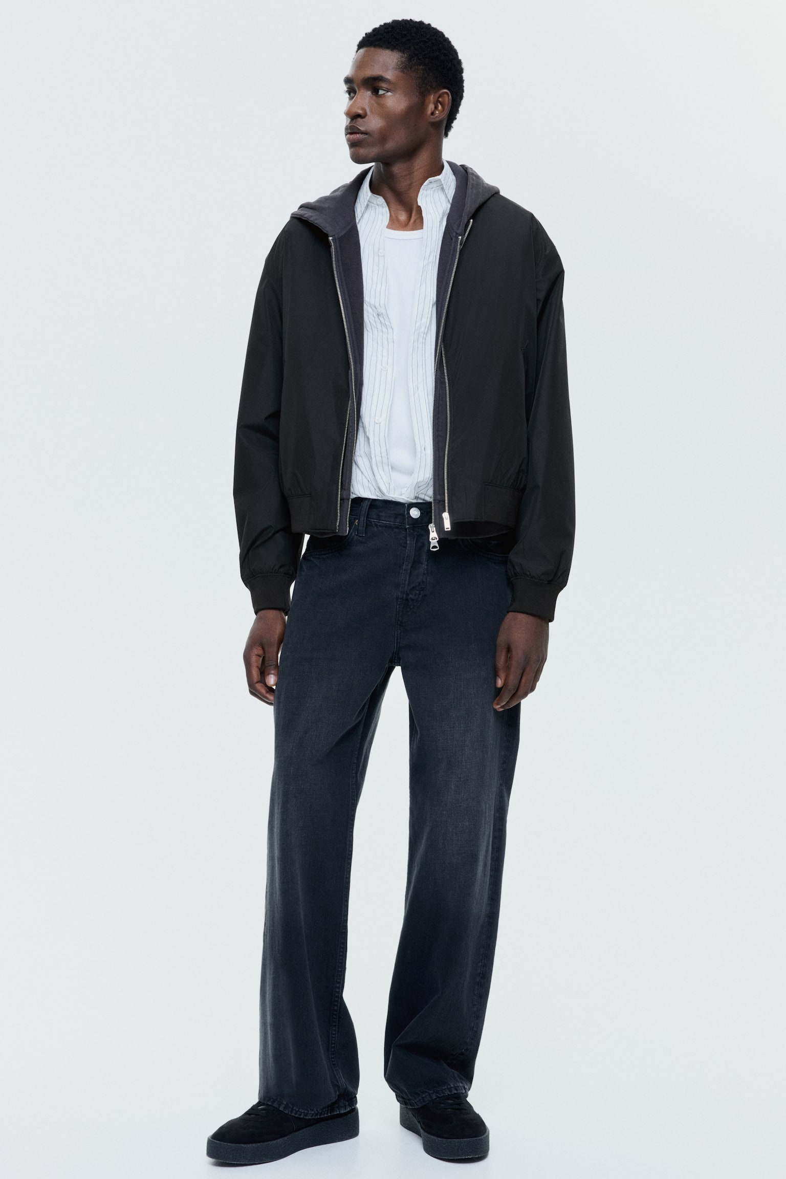 Lightweight bomber jacket - Black/Dark beige/Dark blue - 4