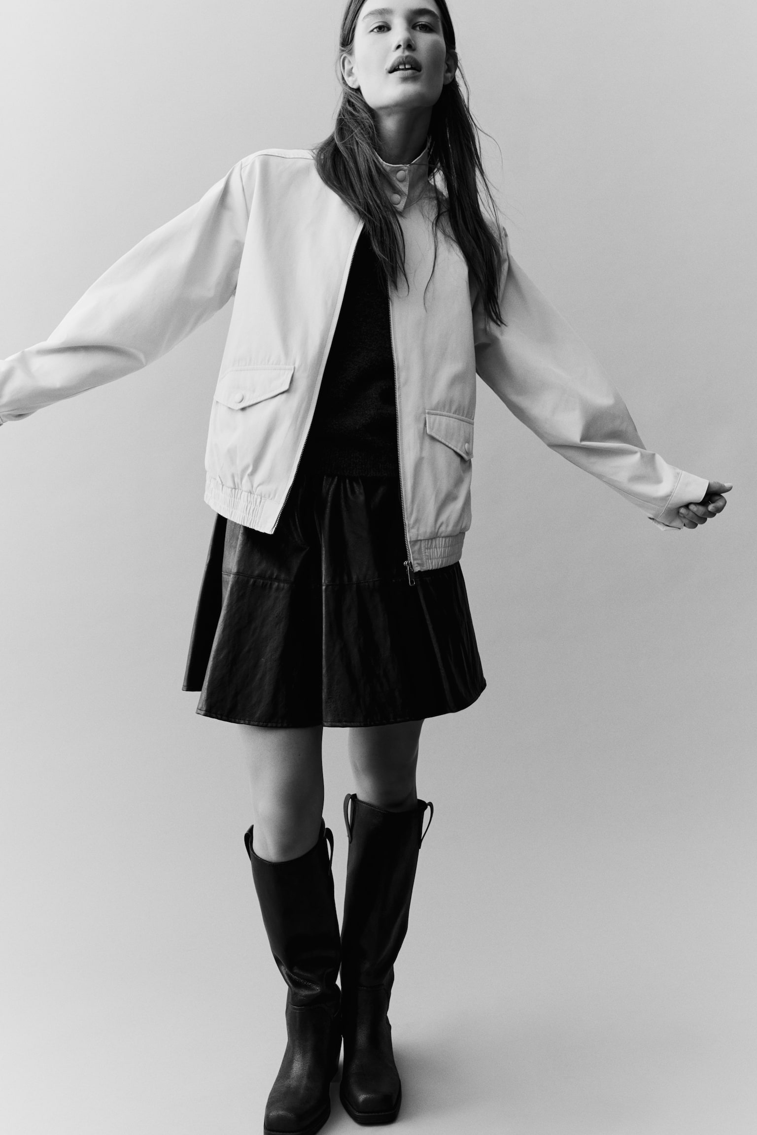 Funnel-collar jacket - Light beige - 5