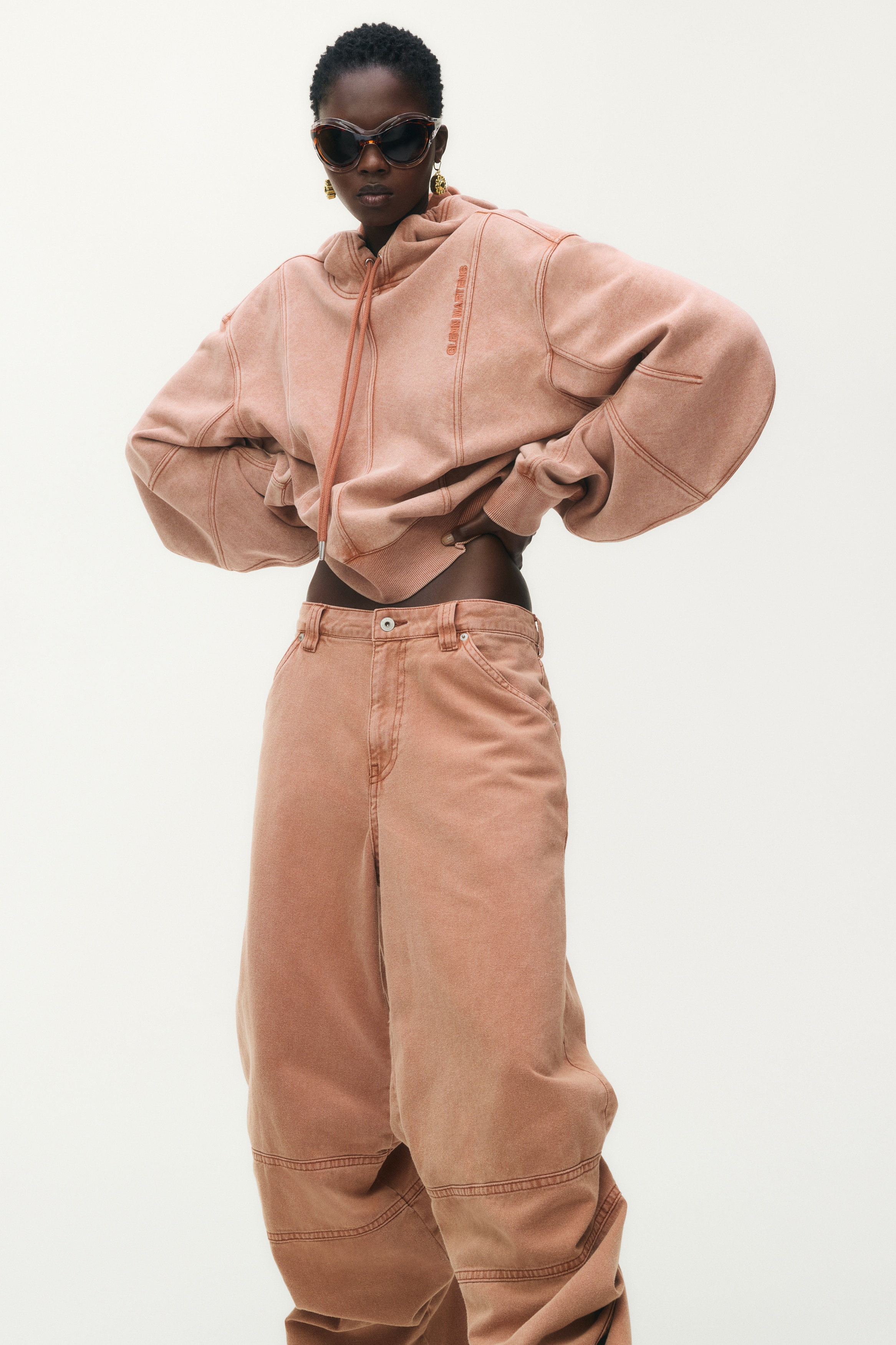 デザインスウェットパーカ - ピーチピンク - レディース | H&M JP