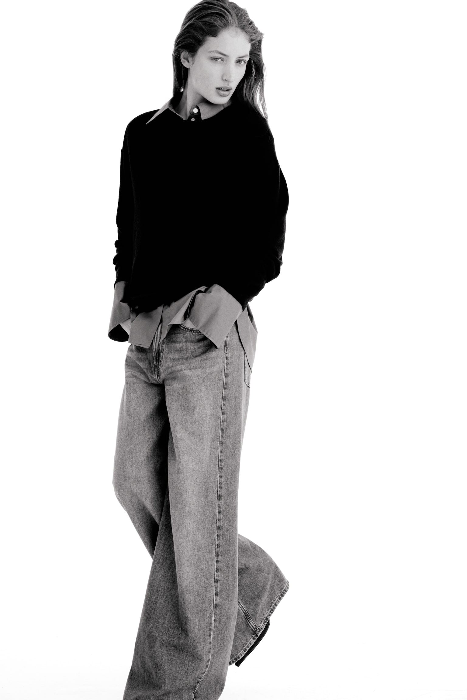 Wide High Waist Jeans - כחול ג'ינס/כחול ג'ינס כהה/כחול ג'ינס - 3