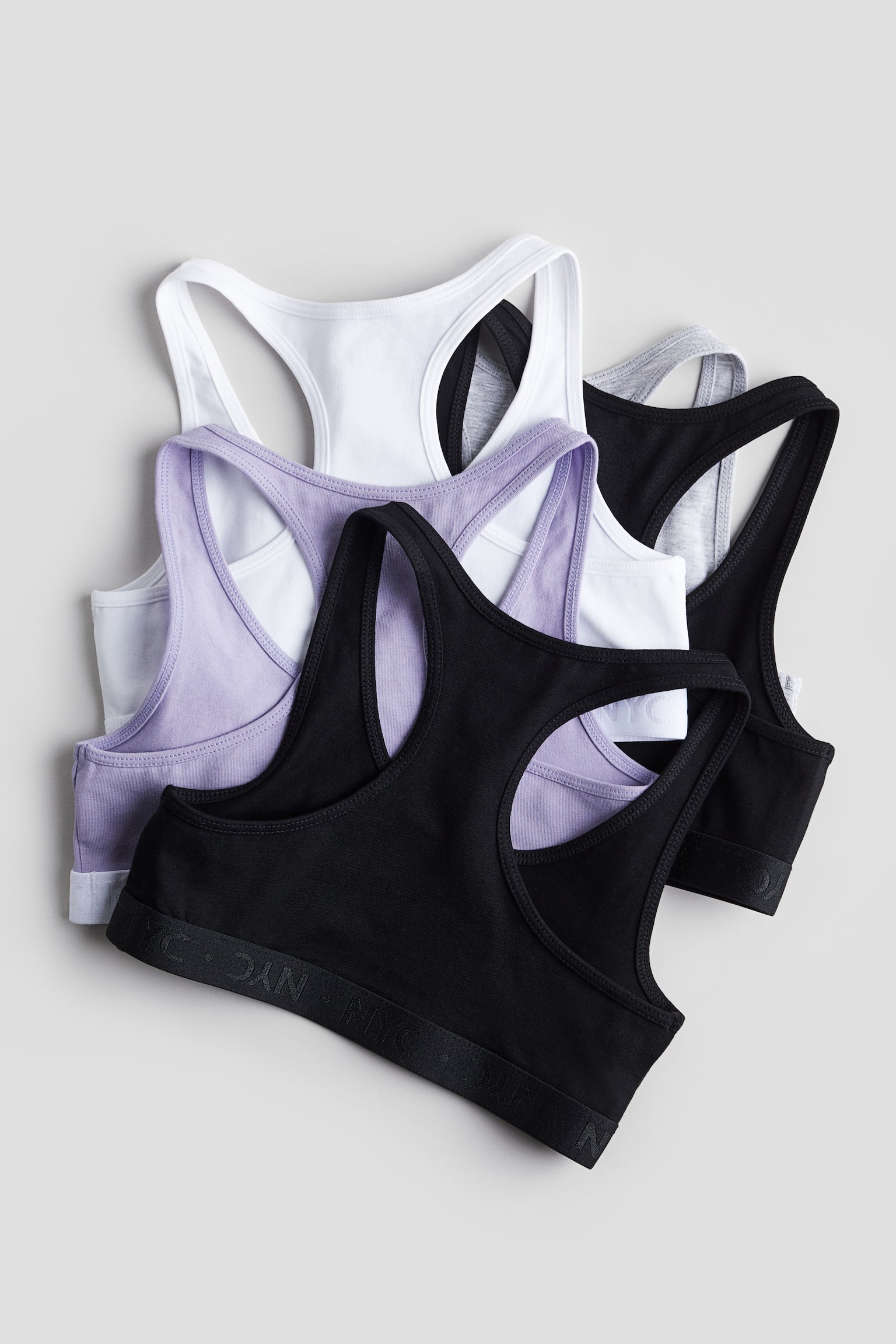 5-pack Cotton Tops - Black/Light purple/Light green/NYC - 2