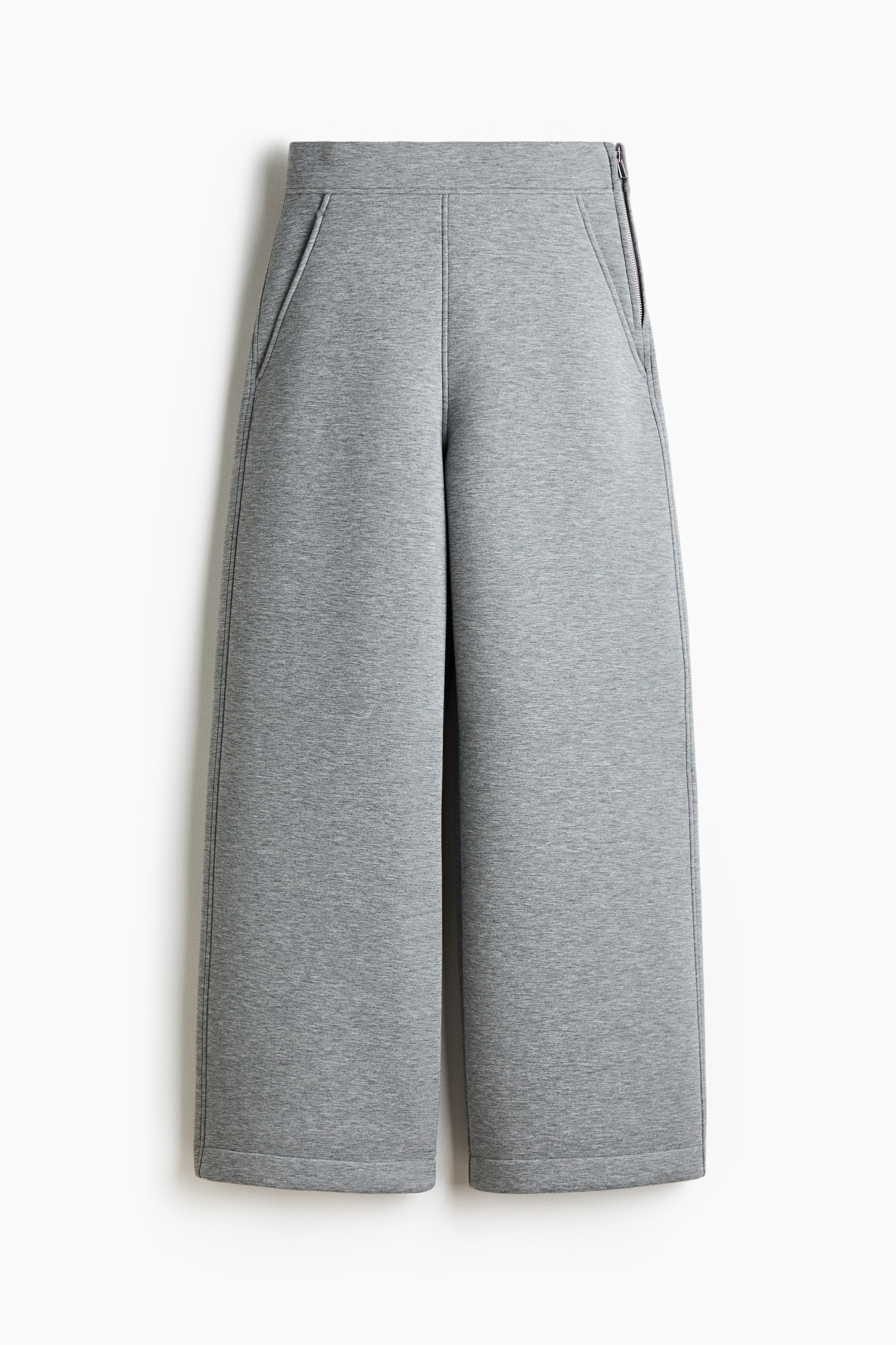 View larger image: Wide scuba trousers - Grey marl - Ladies | H&M MY 6