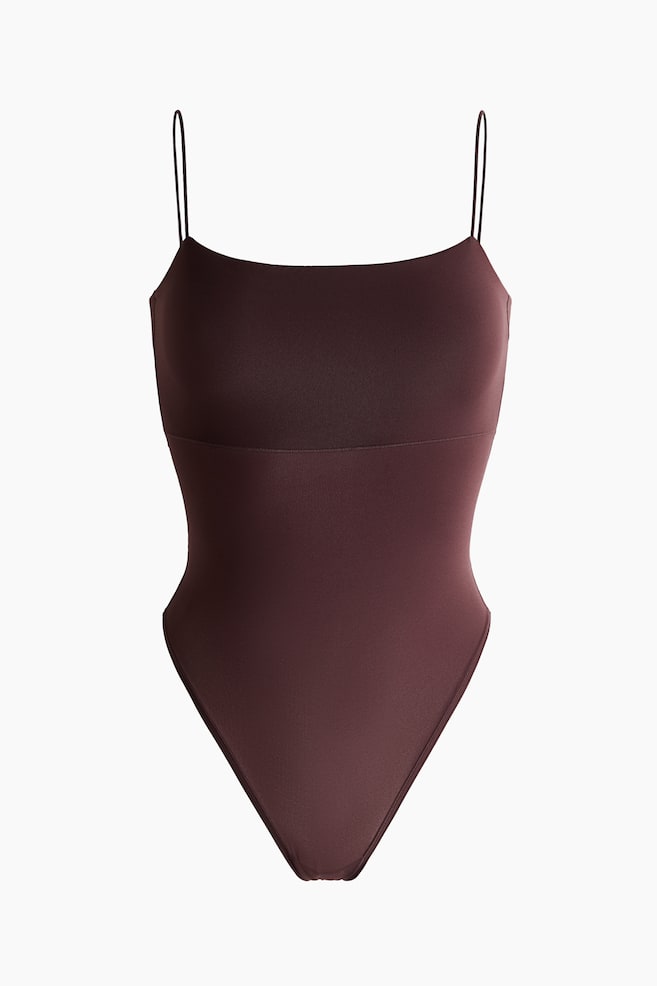 Seamless Thong body - Dark brown/Dark beige - 1