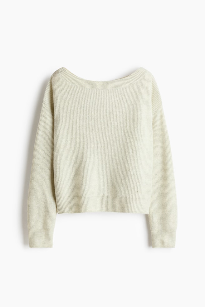 Boat-Neck Sweater - Light green melange - 1