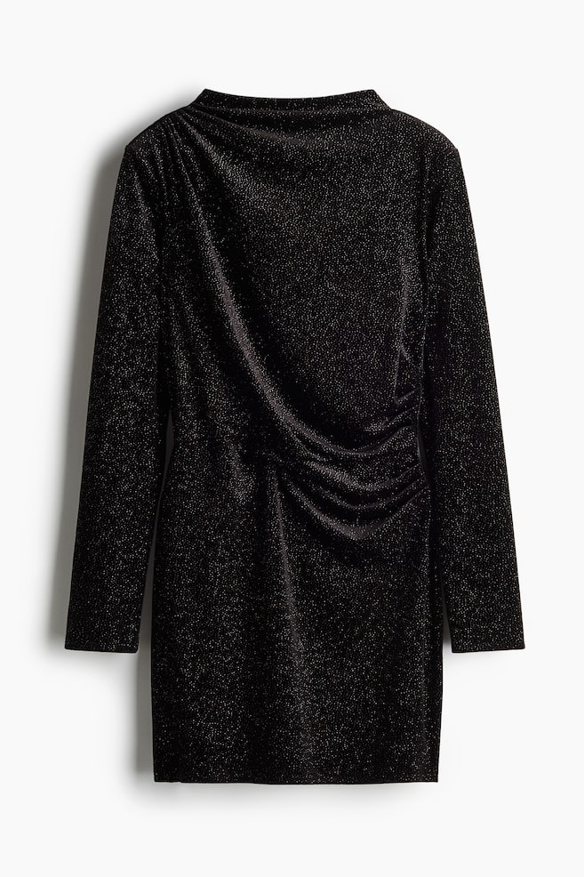 Shoulder-pad mini dress - Black/Glittery - 1