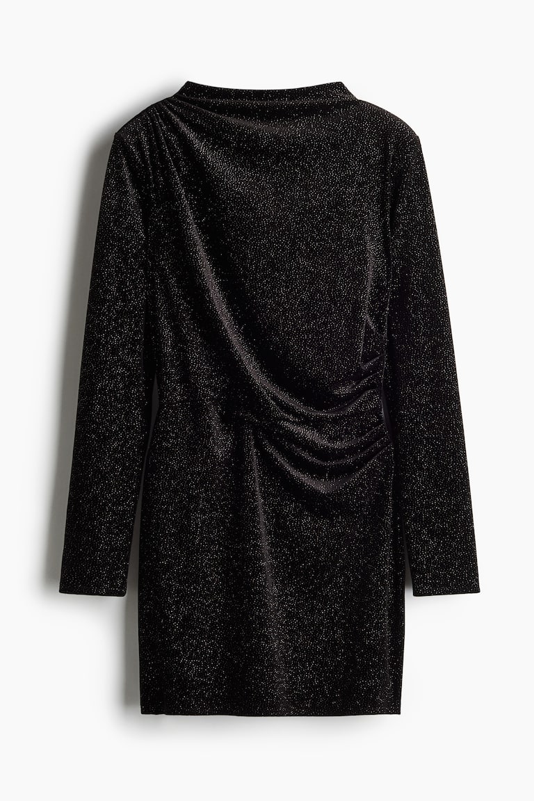 Shoulder-Pad Mini Dress - Black/glittery