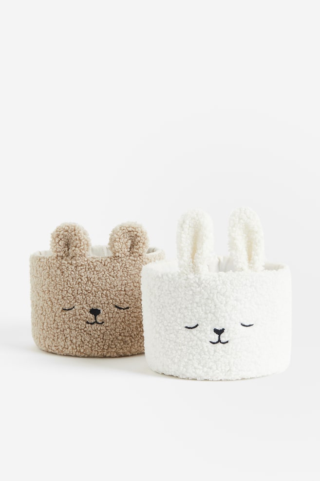 Teddy storage basket - Light beige/Bear/White/Rabbit - 4