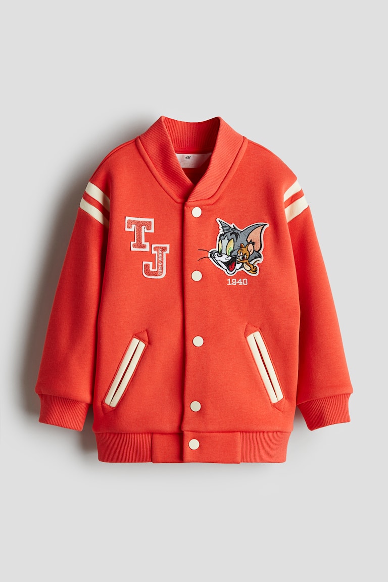 Appliquéd baseball jacket Red/Tom and Jerry Kids H&M IN