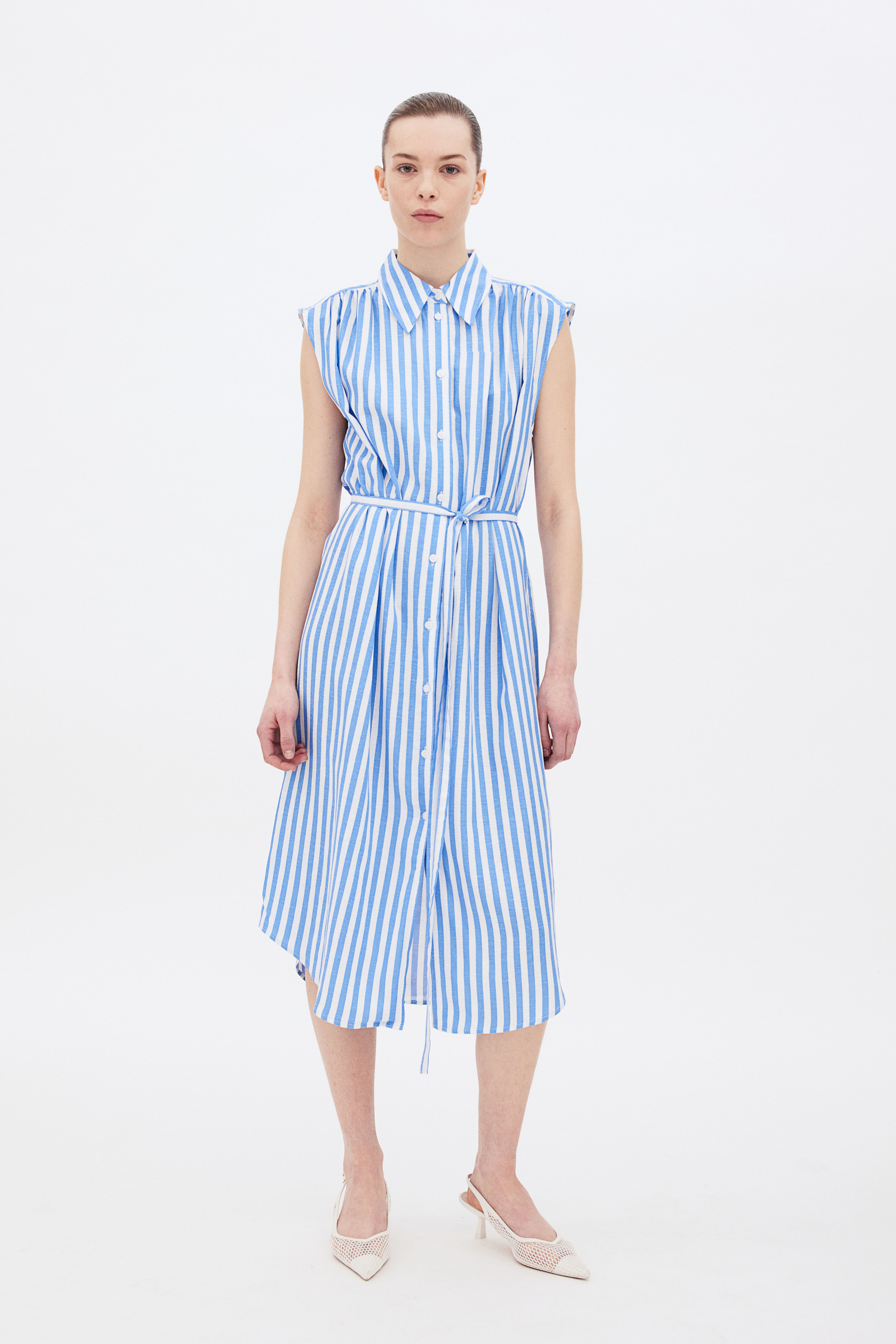 H&m blue and white striped dress hotsell