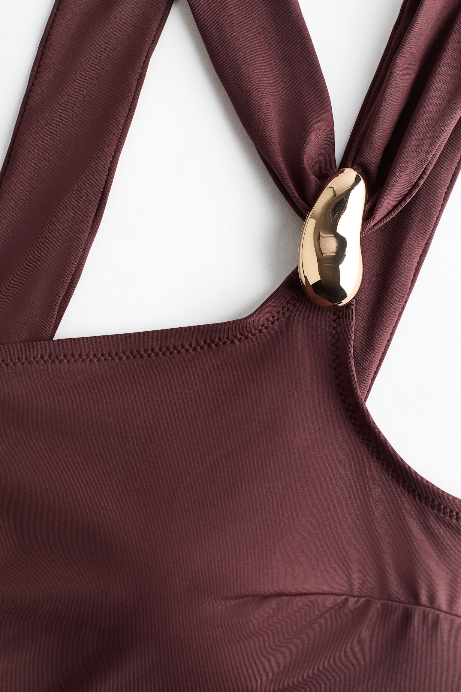 Padded-cup one-shoulder swimsuit - Dark brown - 4