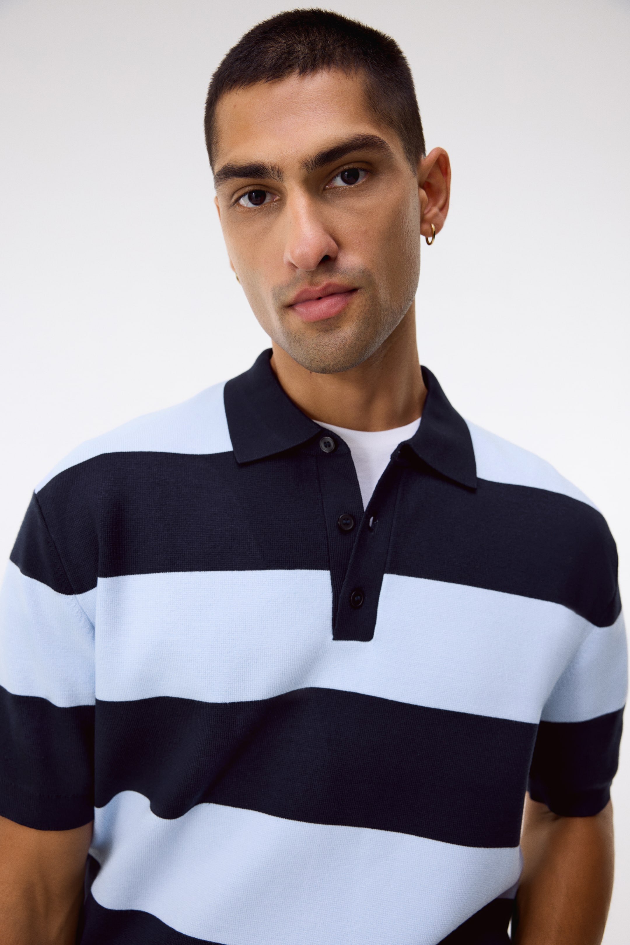 View larger image: Regular Fit Polo shirt - Navy blue/Striped - Men | H&M US 2
