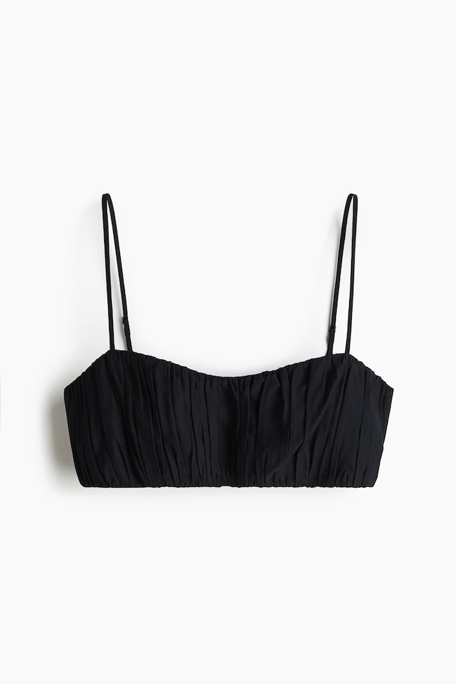 Gathered Crop Top - Black/Cream - 1