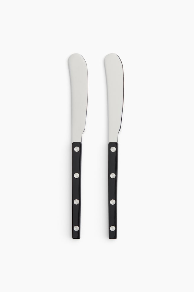 2-pack stainless steel butter knives - Black/Red/Light beige - 1