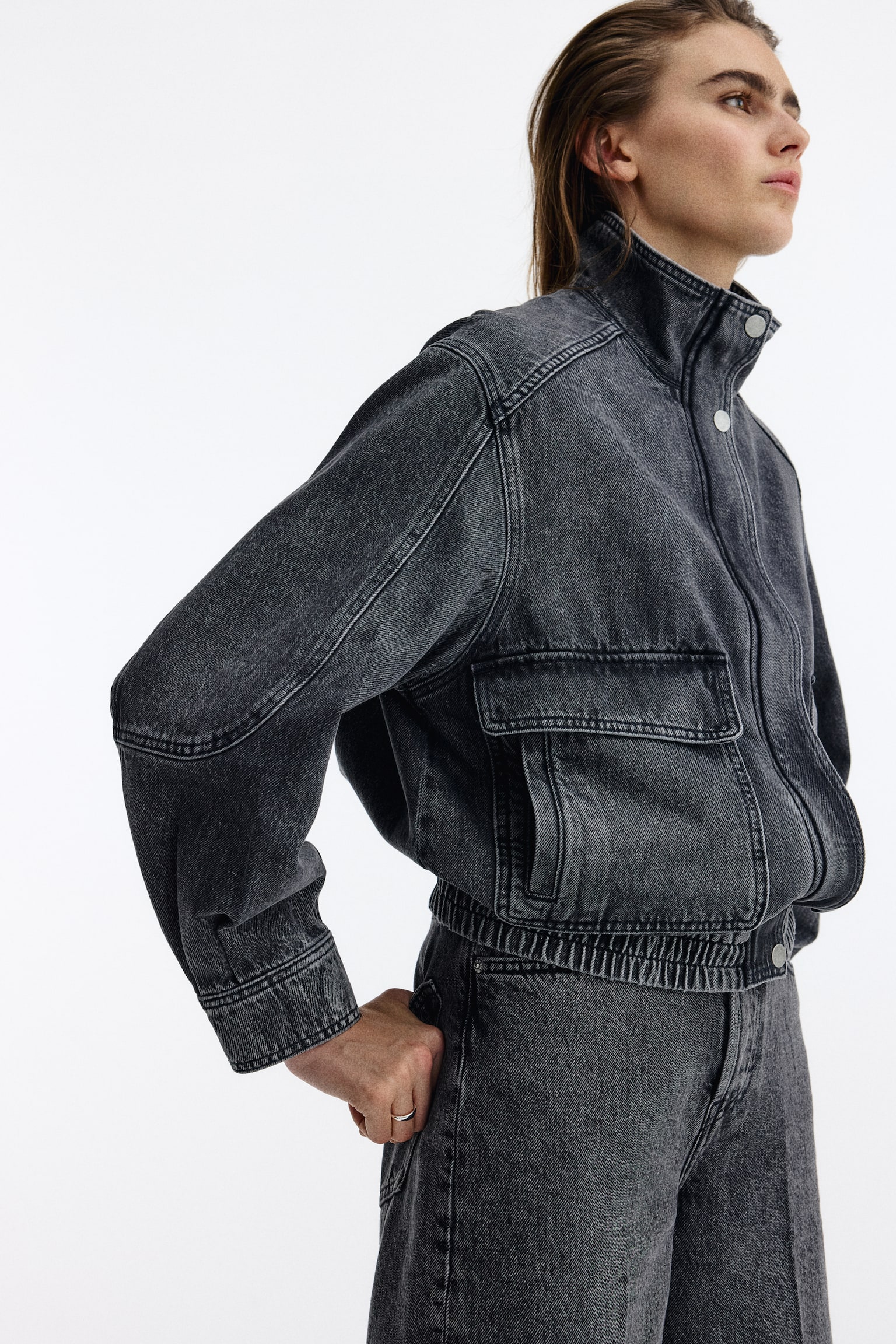 Oversized denim jacket - Denim grey - 4