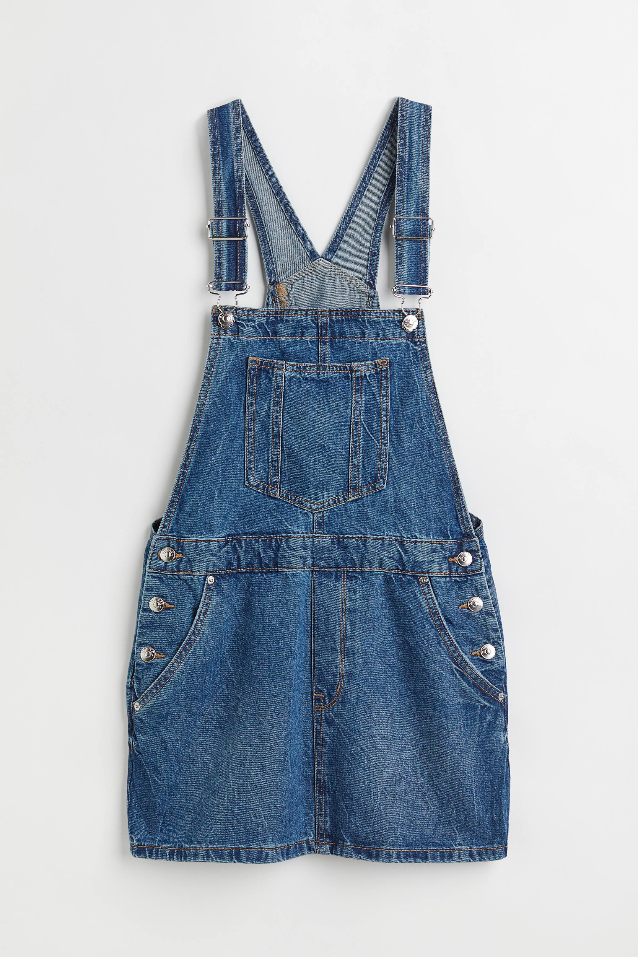 View larger image: Denim dungaree dress - Dark denim blue - Ladies | H&M 1