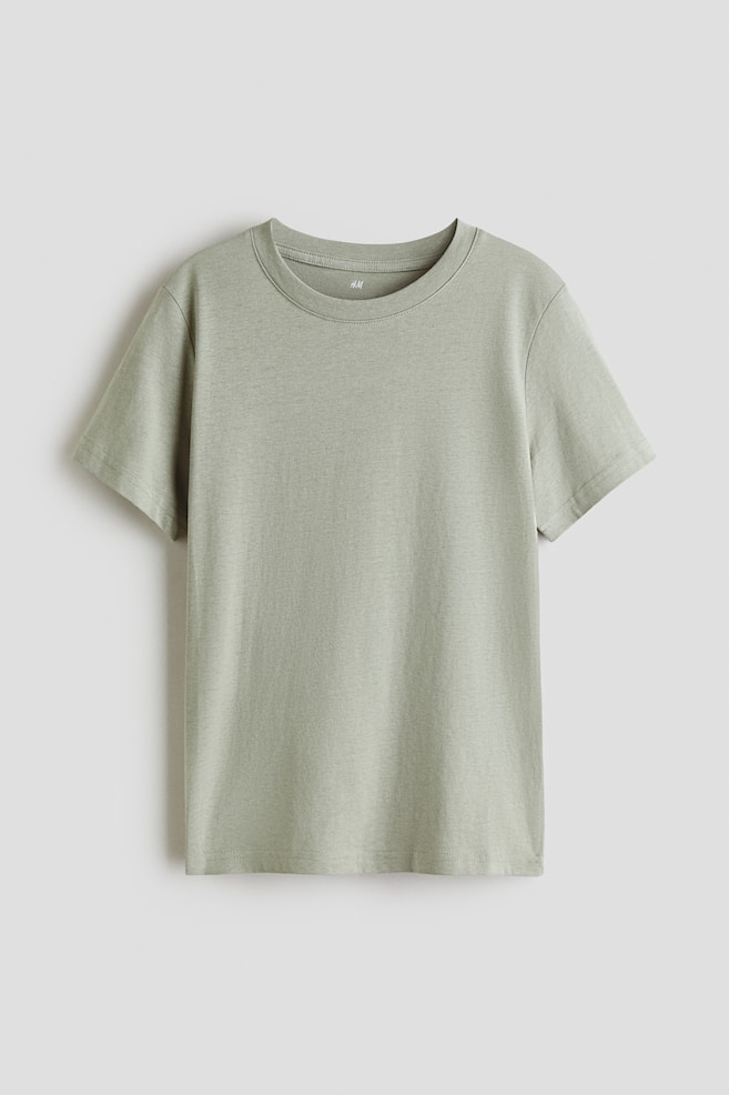 Cotton T-shirt - Sage green/Light dusty green/White/Light dusty blue/Light yellow/Navy blue/striped/Black/White - 1