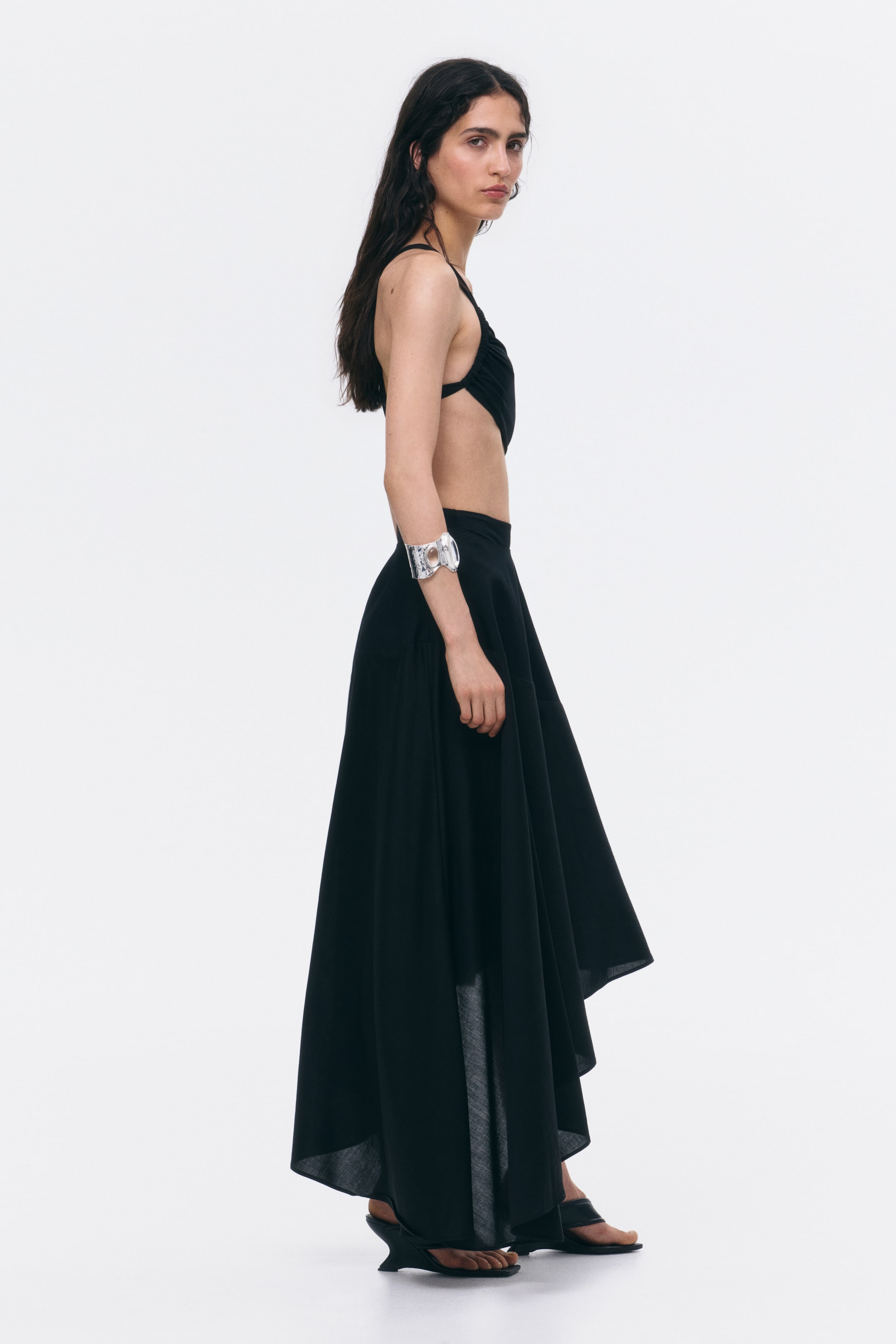 Asymmetric Dual-Fabric Skirt