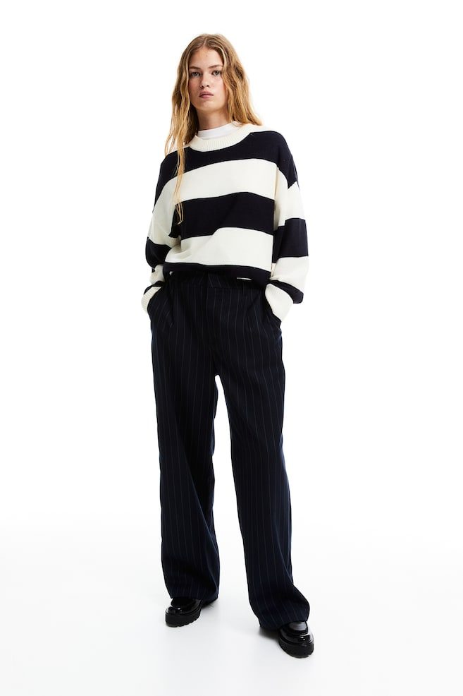 Jacquard-knit jumper - Navy blue/Striped/Cream/Striped/Cream/Striped/Cream/Striped/dc/dc/dc/dc - 6