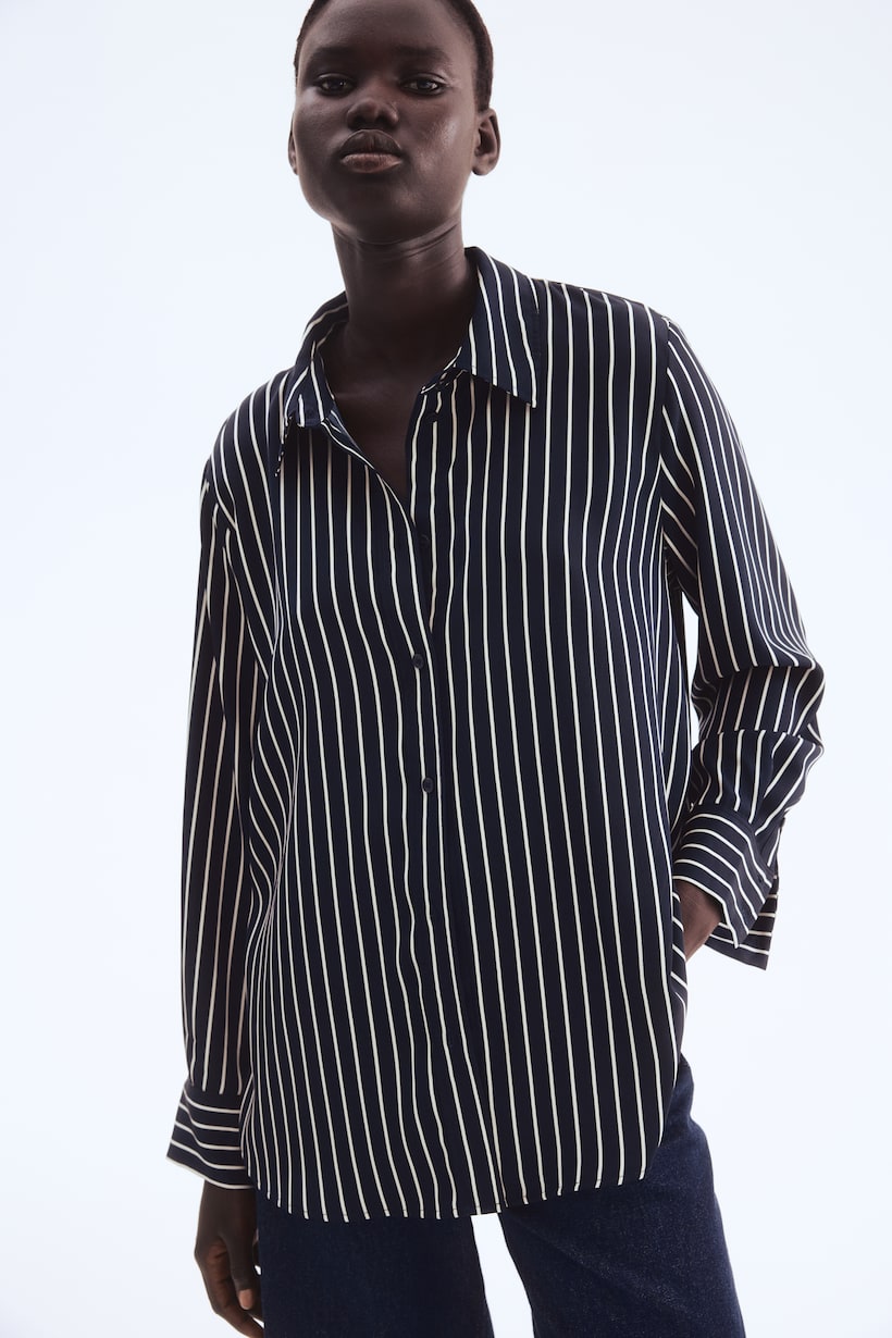 Women's Striped Shirts Blouses Long-Sleeve H&M - Technical View